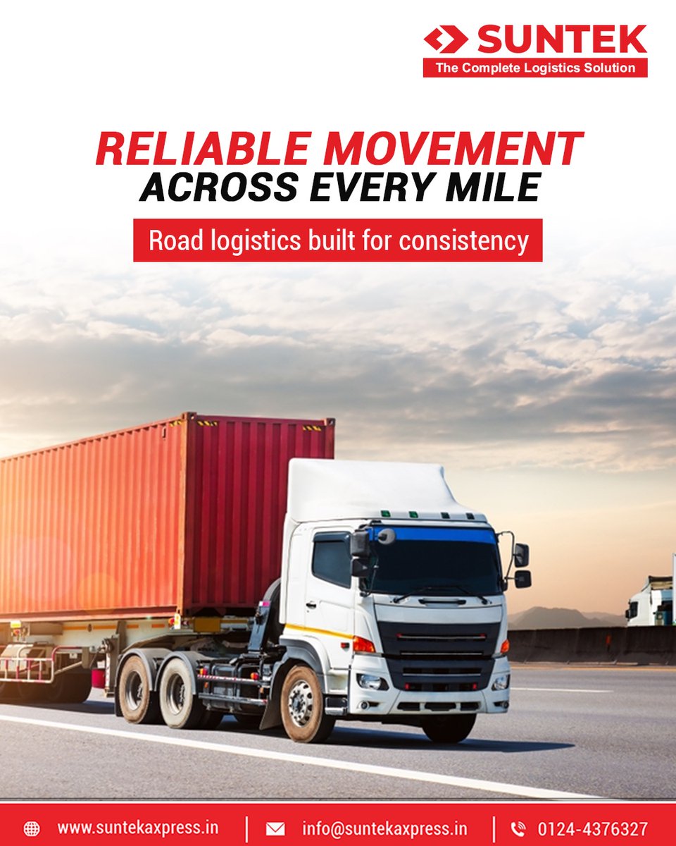 With a strong fleet and dynamic routing, Suntek Axpress ensures dependable road transportation for PTL and FTL shipments, no matter the distance. #SuntekAxpress #RoadTransportation #PTLFTL #ReliableLogistics