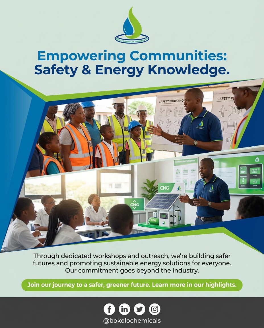 At Bokolo Chemicals and Petroleum, we believe sustainable energy goes hand in hand with community safety and education.

Our commitment goes beyond business. It’s about building resilient communities, supporting energy transition, and shaping a safer, greener future for all.