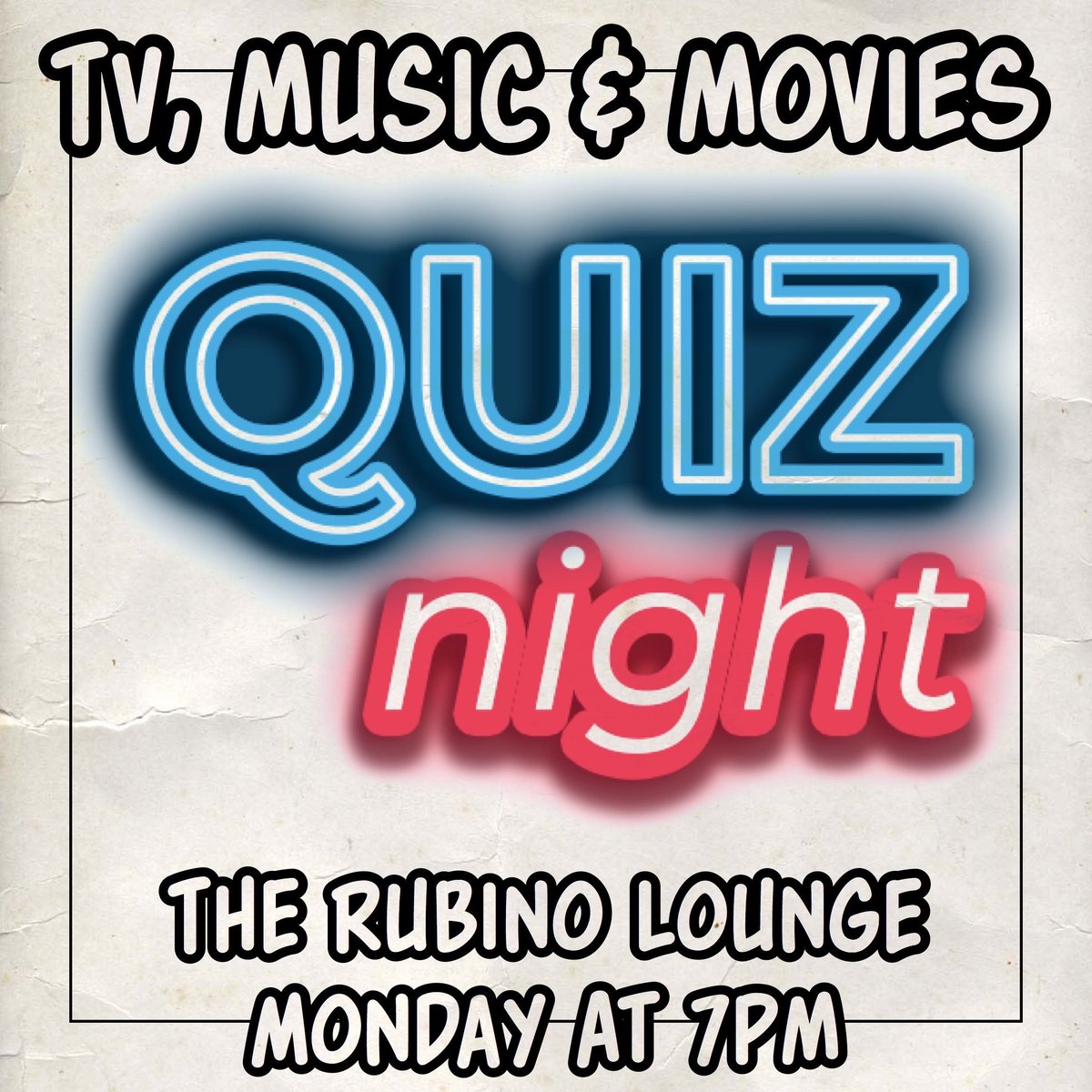 QuizzicalQuiz's tweet image. Join us on Monday at #TheRubinoLounge in #Redfield for our next #QuizNight! 7pm start for our #TV, #Music &amp;amp; #Movies #Quiz with cash and vouchers to be won