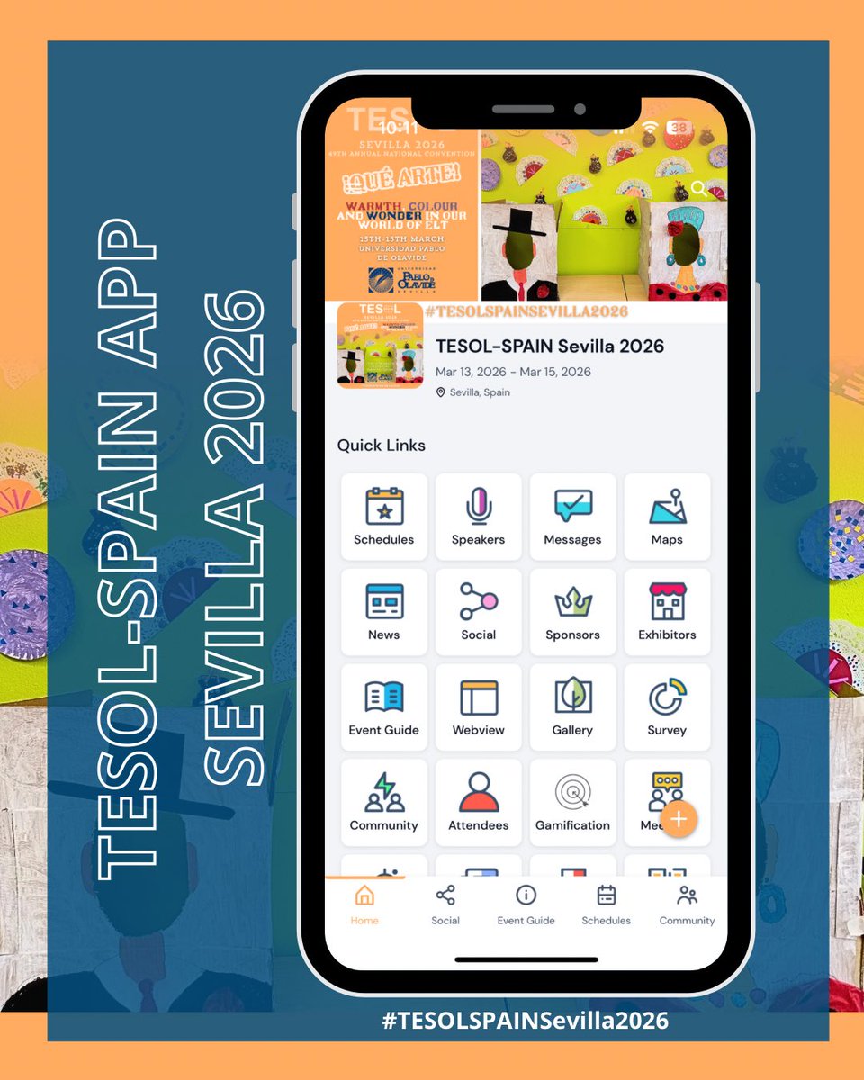 If you can’t make it to #tesolspainsevilla2026, attend online. Connect with attendees and speakers, watch all our Plenary and Keynote speakers live or catch the recorded sessions at your convenience❗
🔗 tesolspainsevilla2026.com
#tesolspain #49annualconvention 
#tesol