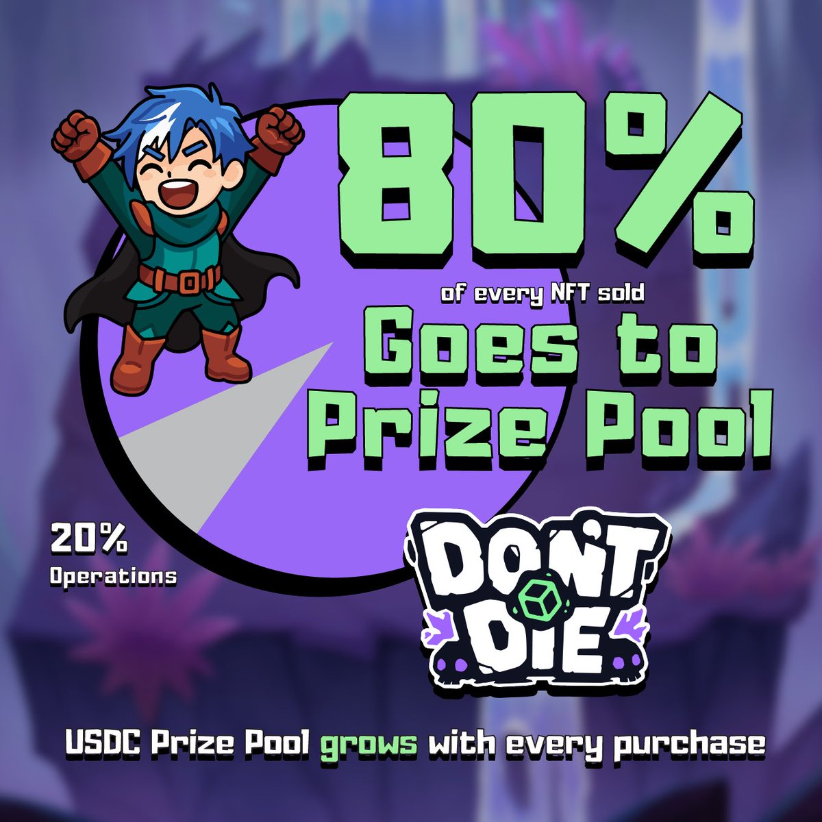 Free to play launches RIGHT NOW, and we'll be distributing lots of rewards the whole month - join discord.gg/dontdie for the details

Their first USDC tournament starts Feb 23rd with a prize pool starting with $5k USDC, and it only grows from there. Practice for free first,