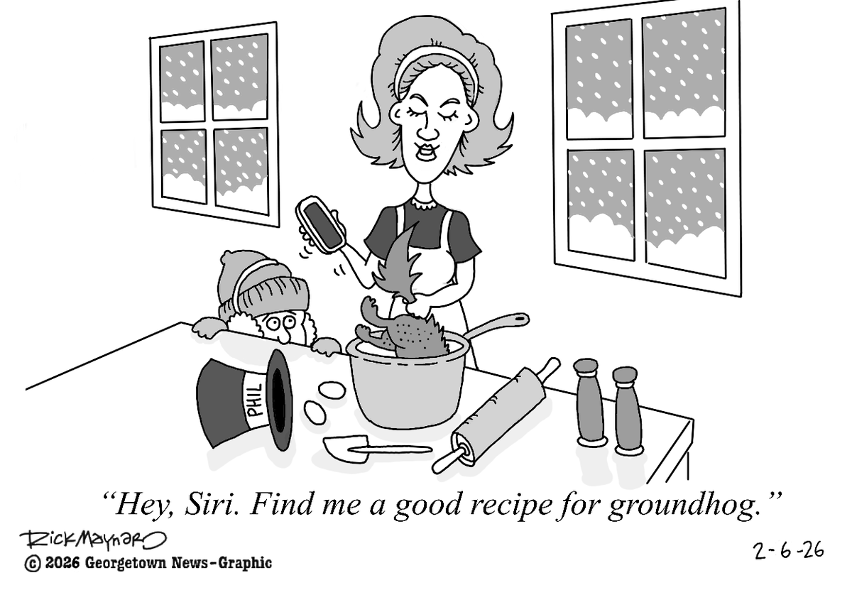 2-6-26 Georgetown News-Graphic cartoon. Snow, snow, go away... #cartoon #editorialcartoon #snow #weather #kentucky #kentuckyweather #GroundhogDay #GroundhogDay2026 #cooking #recipes #Siri