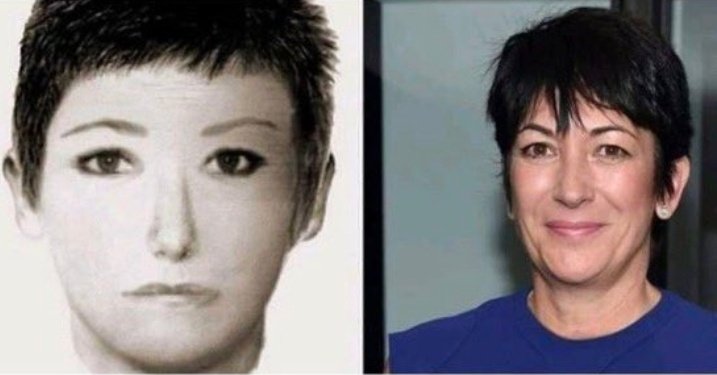 A destra una foto di Ghislaine Maxwell, la storica compagna e socia in affari di Epstein.
A sinistra il volto della "persona di interesse" a lungo ricercata, e mai trovata, dalle polizie europee in relazione alla scomparsa della piccola Maddy.