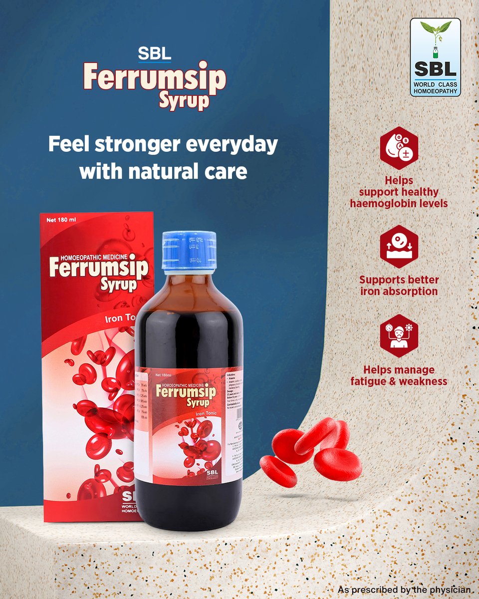 SBL Ferrumsip Syrup is a homoeopathic formulation designed to help support iron absorption and maintain healthy haemoglobin levels, offering gentle nutritional support when the body needs it most.

Buy Now:sblglobal.com/product/ferrum…
As prescribed by the physician
#SBLHomoeopathy