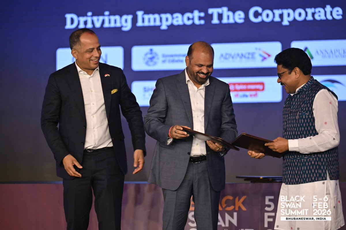 ESQUARESYSTEM's tweet photo. We are pleased to share that @ESQUARESYSTEM has officially signed a Memorandum of Understanding (MoU) with the Government of Odisha and the Global Finance &amp; Technology Network (GFTN) on 5th February 2026, at the Black Swan Summit – India Edition, Bhubaneswar. https://t.co/J6P93Pgu4l