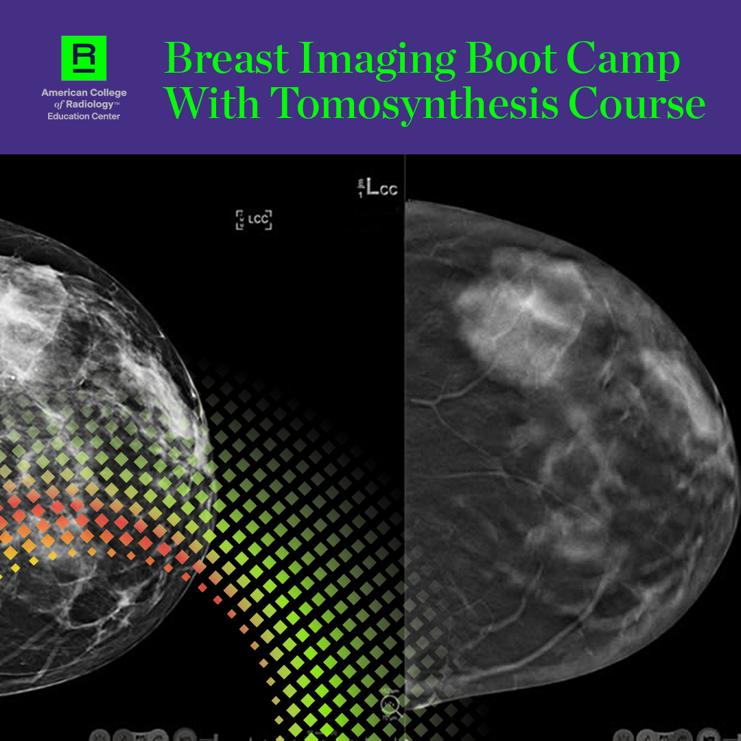 RadiologyACR's tweet photo. Advance your #breastimaging skills in our intensive 3‑day Breast Imaging Boot Camp. Interpret 240+ mammography and DBT cases at your own workstation with guidance from expert radiologists. Satisfy MQSA and #ACRAccreditation requirements, and earn CME. https://t.co/XORToKCCh4 https://t.co/DLuvTkPRdk