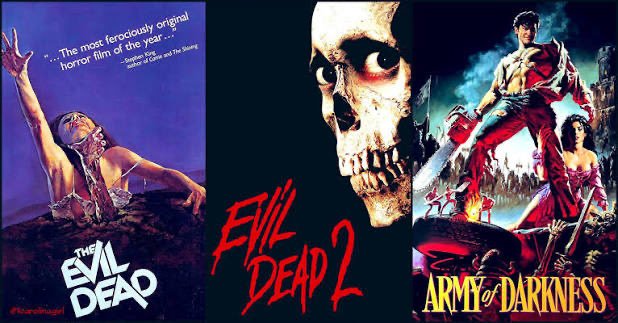I love The Evil Dead trilogy. How many movie trilogies do you know that start off as a straight-up horror film then become a spoof of itself &amp; then switch it up as a horror adventure film while keeping its comedy? Each can be watched on its own but they work so well as a trilogy