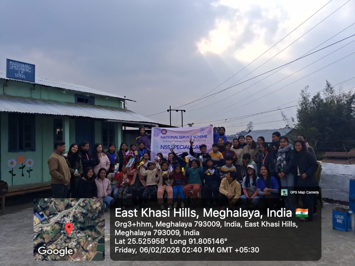 NSS_SCC_Unit's tweet photo. Day 5: NSS Special Camp 2026 (SCC Unit): The volunteers organised an informal social interaction with the children from the adopted village, consisting of games and races. Date: 06/02/2026 @_NSSIndia @CellNehu @nss_rdguwahati https://t.co/46BHacK9om