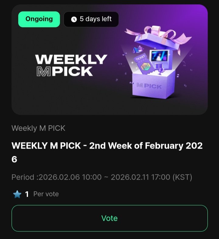 📢 Weekly M-PICK sudah DIBUKA kembali!!

🗓: 6–11 Februari 2026, jam 3 sore WIB
🔗 muniverse.io/votes

*Vote hanya bisa menggunakan Ad Lumy (bintang biru yang didapat dari iklan)

Semangat lassgo PLLI 🫶🏻🫶🏻
#PLAVE #플레이브