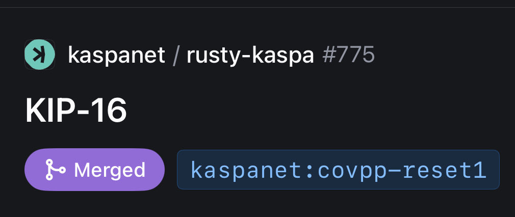 What was once a draft, is now merged and staged for the next $KAS hard fork.
