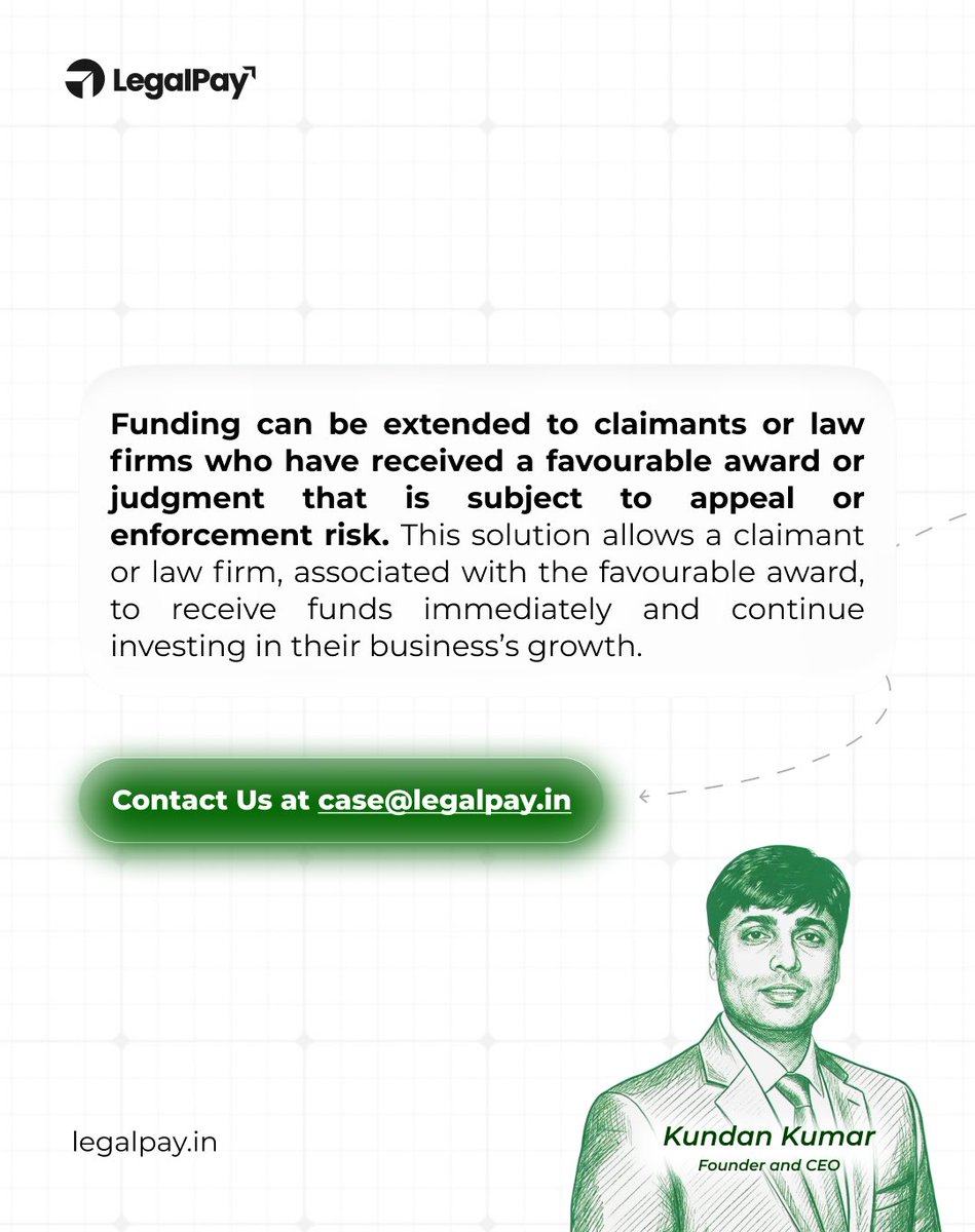 A favourable judgment shouldn’t mean years of waiting. Judgment Monetisation helps unlock awarded funds early.

Reduce appeal and enforcement risk.
Keep your business moving forward.

#legalpay