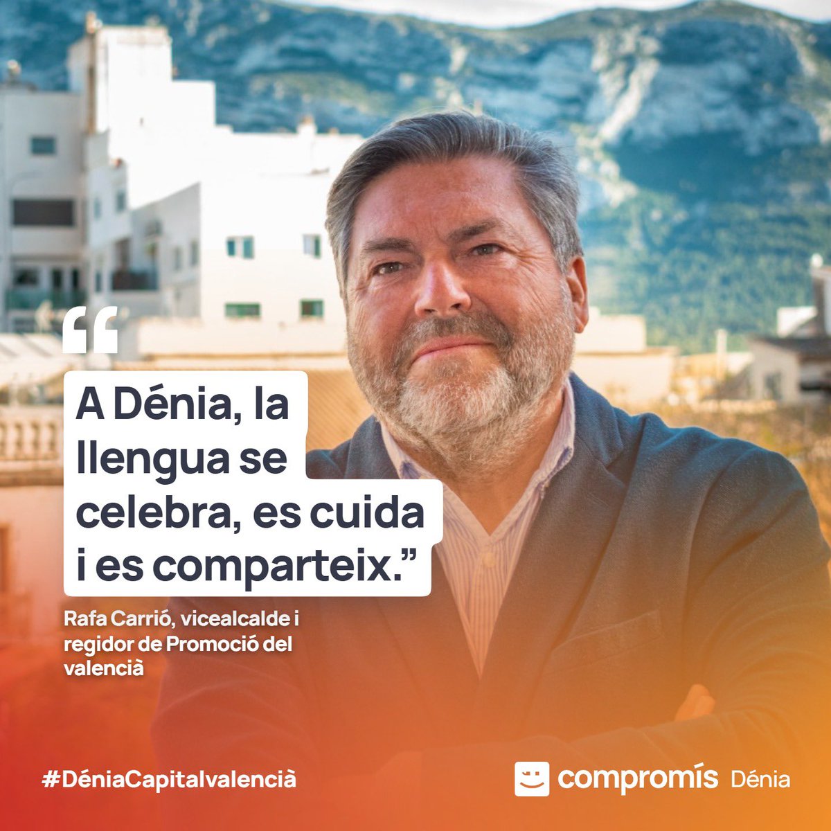 #LaDéniaQueVolem🧡 estima el valencià!

✅ Celebrem el dia de la llengua materna el proper 20 de febrer amb l’orgull de la música en valencià,

🗣️ <a href="/Rafa_Carrio/">Rafa Carrió</a>: “A #Dénia, la llengua se celebra, es cuida i es comparteix”.