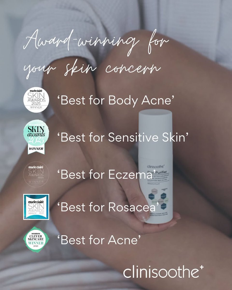 CosmeticsReil's tweet photo. Five awards. One proud team. 🏆
Proof that science, care and consistency matter.

Thank you for trusting Clinisoothe+.
https://t.co/OMwkmKwIDs

#Clinisoothe #AwardWinningSkincare #SensitiveSkin https://t.co/ShoItNKsGQ