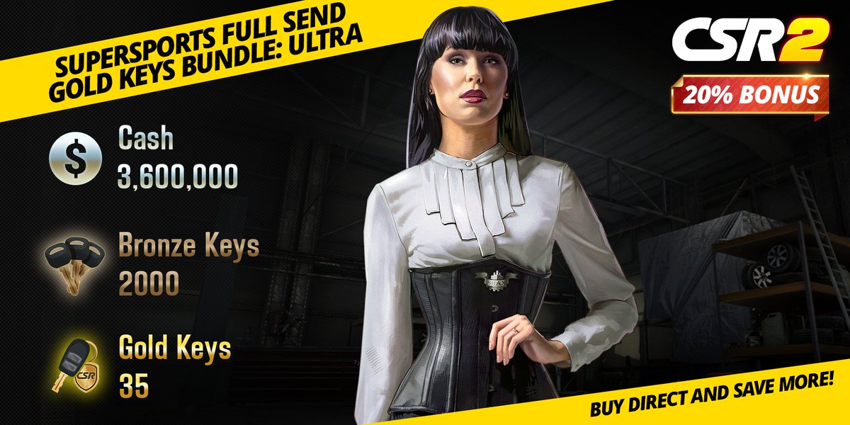 CSRRacing's tweet photo. Supersports Full Send: Gold Keys Bundle – Ultra is live. Stack up Cash, Bronze Keys, and Gold Keys, plus a 20% bonus when you buy direct. Upgrade your garage the smart way.
https://t.co/7ShuT7Jqiv
#CSR2 #CSR2WebStore #ExclusiveDeals #SpecialOffers #CSR2Deals https://t.co/7V2JMTD0y3
