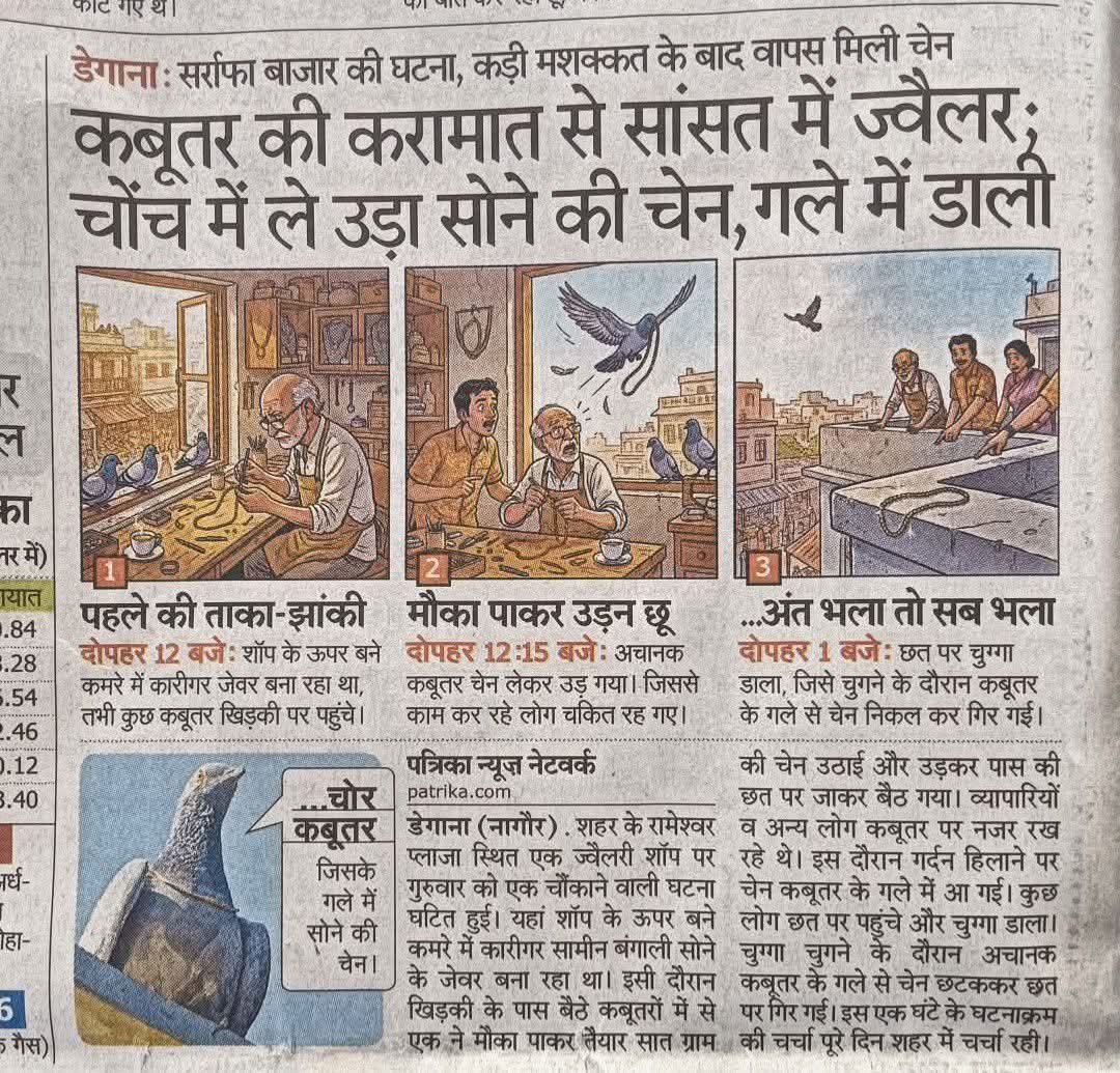 किसी कबूतर पर जब कबूतरी का प्रैशर आए 
तो वह किसी भी हद तक जाना पड़ सकता है। 

#सोना भले ही आम आदमी की पहुंच से बाहर जा रहा हूं, गर #कबूतरी की फरमाइश आई है तो पूरी करनी ही पड़ेगी 😄🥇
#लोटन_कबूतर 🐦