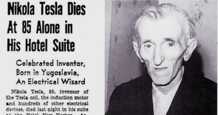 On January 7 in 1943, in Room 3327 of the New Yorker Hotel, Nikola Tesla died alone. He was eighty-six years old. The room was quiet. There were no relatives at his bedside, no admirers. In his pocket lay thirty-three cents. Around him, stacks of papers—calculations, sketches,
