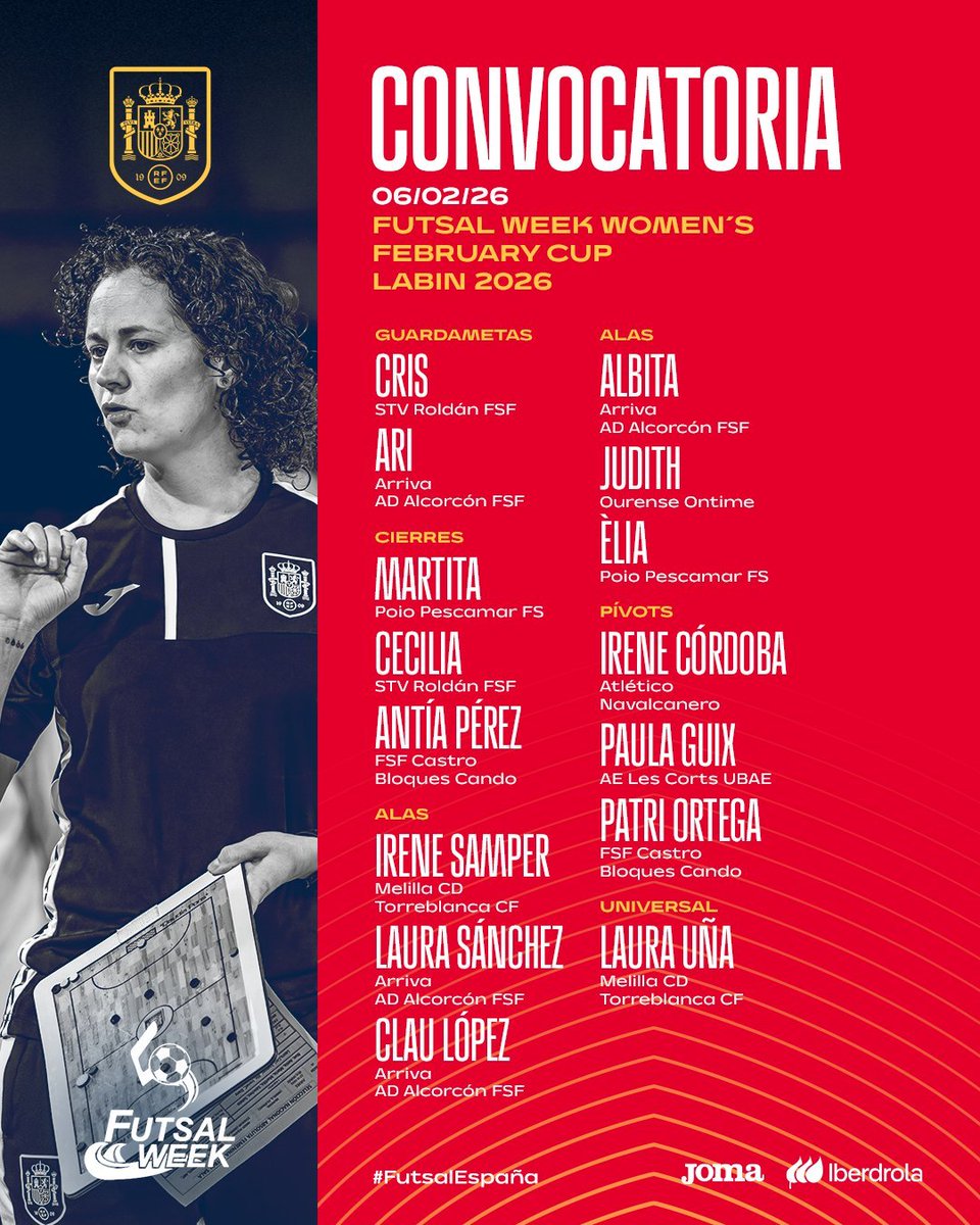 🔝 4⃣ jugadoras del <a href="/ADAlcorconFSF/">A.D. Alcorcón F.S.F.</a>, convocadas por la <a href="/SEFutbolFem/">Selección Española Femenina de Fútbol</a> para el doble partido ante Croacia 🇭🇷

🇪🇸 Son Albita, Laura Sánchez, Clau López (debuta con la absoluta) y la portera Ari

😳 4⃣ de 1⃣5⃣.  Además de una ex: <a href="/irenesamper16/">Irene Samper</a>. Tremendo

💛 Qué orgullo para Alcorcón