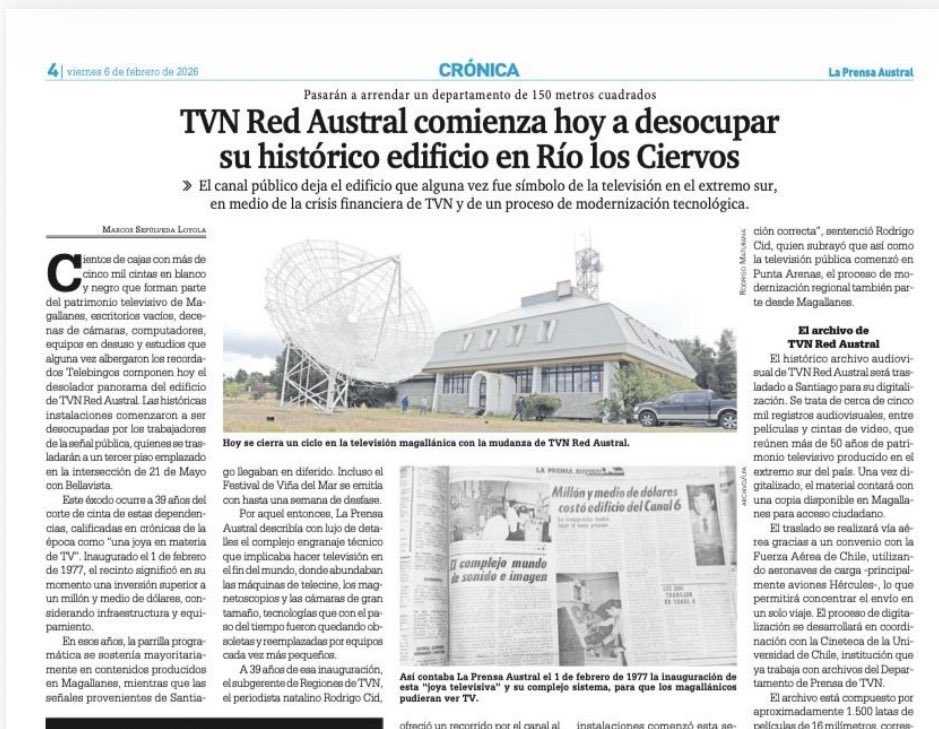 Es el triste final de una buena televisión con identidad magallánica.   Tantos recuerdos… Es un retroceso fatal para la descentralización de las comunicaciones.