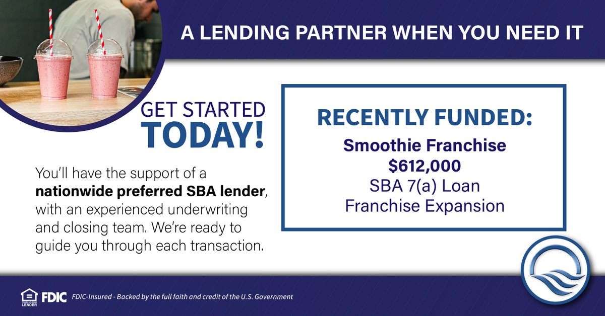 FirstBankLake's tweet image. This smoothie franchise opened its second location under a multi-unit franchise agreement, supported by an SBA 7(a) loan. First Bank of the Lake helps franchise owners grow with confidence. 

hubs.la/Q041Hpxn0

#SBA7a #FranchiseGrowth #MultiUnitFranchise #FirstBankoftheLake