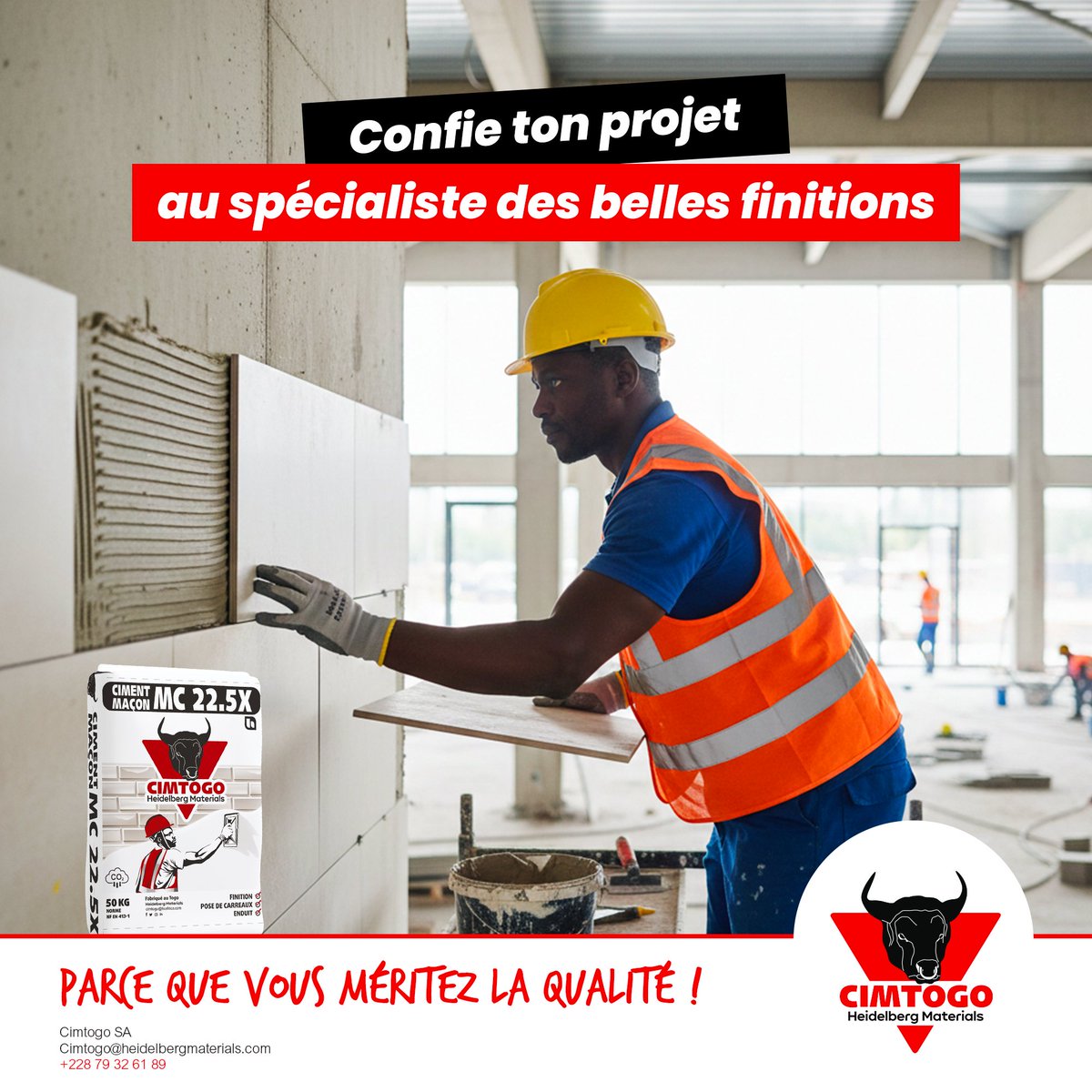 Sublimez chaque surface avec un ciment conçu pour révéler toute la beauté de vos réalisations.

#CIMTOGO #Togo #Lomé #macon #construction #Batiment #Qualité #Certification #Excellence #standardsinternationaux
