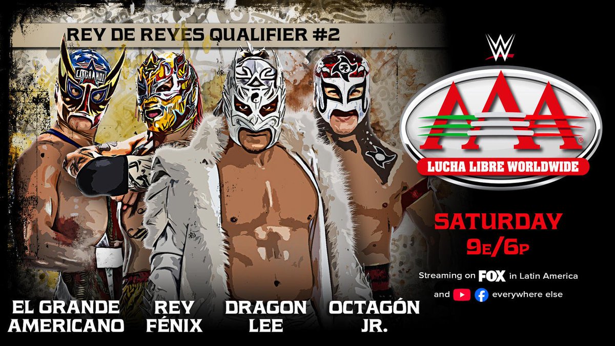 Cory_Hays407's tweet photo. El Grande Americano vs Rey Fenix vs Dragon Lee vs Octagón Jr. has been announced for #AAAonFOX this Saturday #LuchaLibreAAA https://t.co/BJl5yAqfXJ