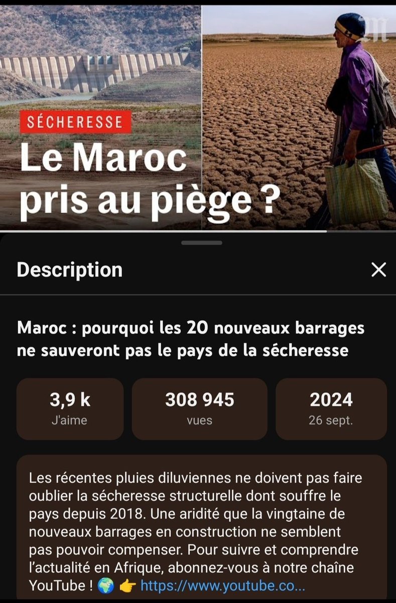 Petite pensée à la presse française foncièrement anti marocaine qui nous expliquait en septembre 2024 du haut de leur incompétence crasse et médiocrité intellectuelle que les nouveaux barrages du Maroc ne servaient à rien... affligeant <a href="/lemondefr/">Le Monde</a> <a href="/lemonde_pol/">Le Monde Politique</a> <a href="/LeMonde_Afrique/">Le Monde Afrique</a>