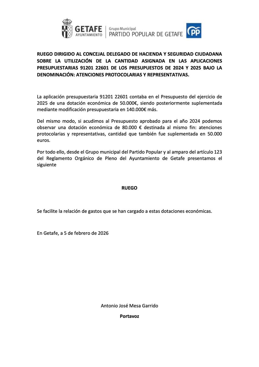 🔴 La alcaldesa cuadruplicó en 2025 y 2026 su gasto de protocolo, de 50.000€ presupuestados a casi 200.000€, por la puerta de atrás, por decreto, como Sánchez.

Que sepamos, se ha gastado 1,5 millones € en autobombo, propaganda y "regalitos".

¿Por qué no publica en qué se lo