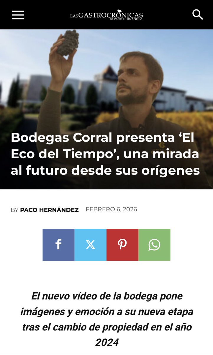 Bodegas Corral presenta ‘El Eco del Tiempo’, una mirada al futuro desde sus orígenes lasgastrocronicas.com/bodegas-corral… vía @Las Gastrocrónicas