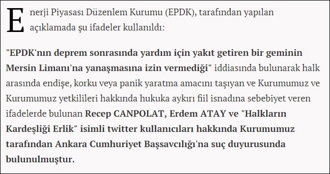 RecepCanpolat71's tweet photo. Varlık sebebim, beynimde göçen binlerce Evmiş!
İrade de insan, güçlü bir devmiş! 

O MÜTHİŞ AN… Depremden 3 gün sonra, bölgede çakışan iş makinelerinin yakıtları bitmişti. Ani bir kararla Türk Boğazları Gemi Trafik Hizmetlerinde görevli bir arkadaşımı aradım. “Marmara denizi veya Çanakkale Boğazı içinde seyri halinde olan mazot yüklü bir tankerin bulunmasını” istedim. Yaklaşık 10 dakika sonra operatör arkadaşım beni aradı M/T Marisa N isimli tankerin Marmara denizi demir bölgesinden hareket etmek üzere olduğunu söyledi. Malta açıklarında yüklediği 1 milyon 200 bin litre yakıtı, Romanya’ya götüreceği iletildi. Mazot tankerinin İstanbul Boğazı girişinde durdurduk. Acil gemi armatörüne ulaşarak, geminin yakıtını, kefil olarak 700 bin dolara satın aldık. Gemiyi döndürerek, Mersin Limanına doğru hareket etmesini istedik. Olayı Erlik’e bildirdikten sonra Erdem Atay ile birlikte Mersin Vali Yardımcısı ile tele-konferans gerçekleştirdik. Geminin yakıtını Mersin limanında bulunan Global şirketinin tanklarına boşaltma konusunda anlaştık. 11 şehire dağıtacak, 15 kamyon organize ettik. AFAD YETKİLİLERİNE Bilgi vererek, 1 milyon 200 litre yakıtı, AFAD’ın koordinasyonunda dağıtılmak amaçlıyla bağışladık. Yakıt tankeri, İstanbul Boğazından dönüş yaparak, Mersin Limanı’na doğru hareket geçti. 10 Şubat gecesi acılar yaşarken, bir nebze gurur ve tebessüm yüzümüze yansımıştı. Sabaha karşı 6 sularında bir telefon tadımızı kaçırdı. EPDK yetkilileri 1000 PP yani azot oranı yüksek mazotun ülkeye sokulamayacağını belirterek, bu işlemin yakıt kaçakçılığına gireceğini belirterek, yakıt tankerinin Çanakkale Boğazından geçişine izin verilemeyeceği söylendi. Yüzbinlerce insanımız bina yıkıntıları arasında can çekişirken, bir el kahpece önümüze duvar örmüştü. Çevre kirliliğinden dem vuran Enerji Bakanlığı, EPDK, yakıtsız kalan ve çalışamayan iş makinelerini ve bizi engelemişti. Girişimlerimiz, depremden aylar sonra savcılık soruşturmasıyla taçlandırılmıştı. EPDK, Erdem Atay, Erlik ve benim hakkımda suç duyurusunda bulunmuştu. Bir yıla aşkın soruşturma süreci sonrası KYOK kararıyla Beraat ettik.” Öyle bir anıyı yaşadık. Deprem döneminde 7 günde, 7 gemiyi ekipmanlar ve ihtiyaç maddeleriyle doldurarak, deprem bölgesine ulaştırmanın gururunu yaşadık. @medreyata @sjw_erlik @RecepCanpolat71 Binlerce teşekkürler…