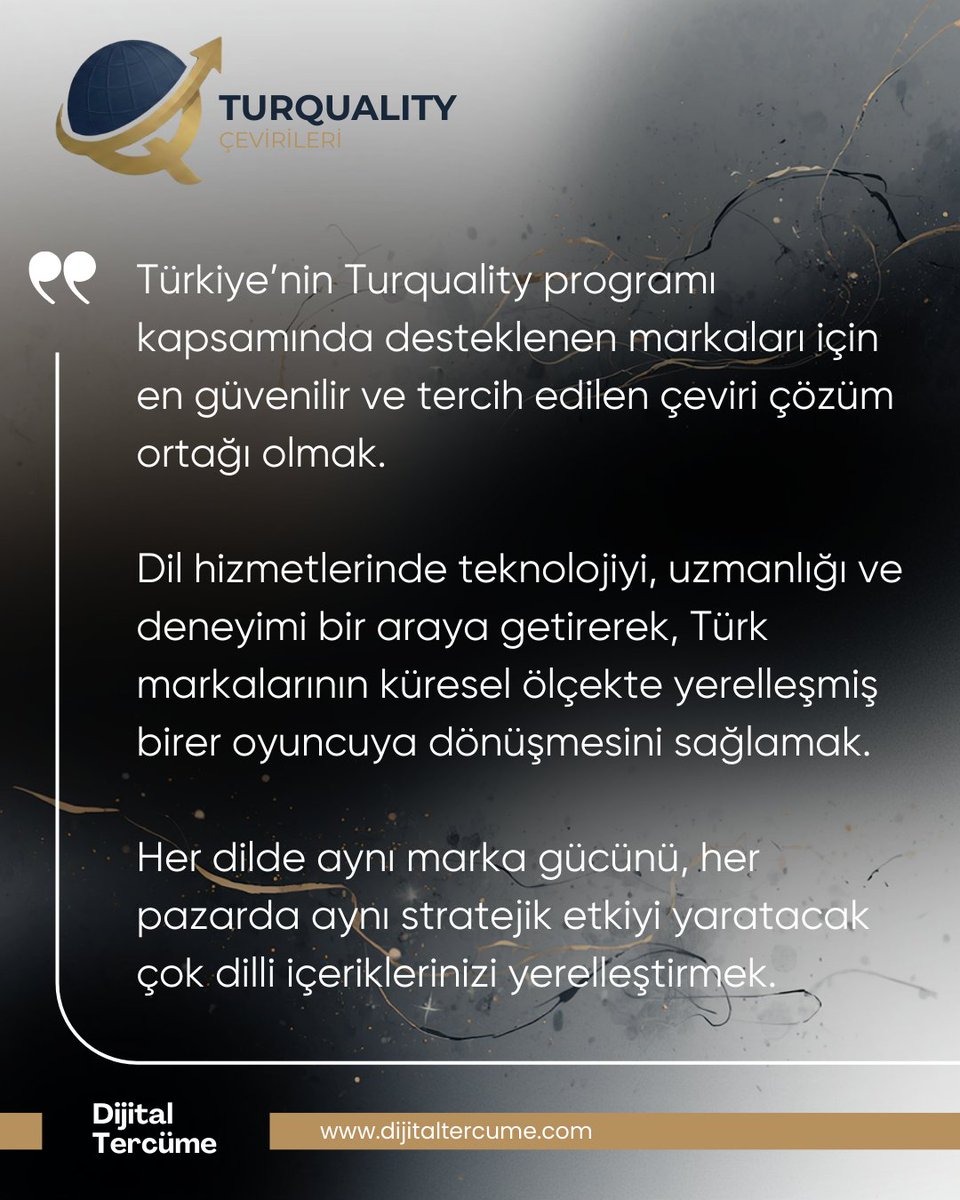 Bir kelime, sınırın öbür tarafında bambaşka bir his uyandırabilir. Turquality programındaki markalarımız için çeviri, sadece diller arası bir geçiş değil; kültürel bir güç gösterisidir.

Siz dünyaya açılırken, kelimelerinizin taşıdığı güce hâkimiz.
