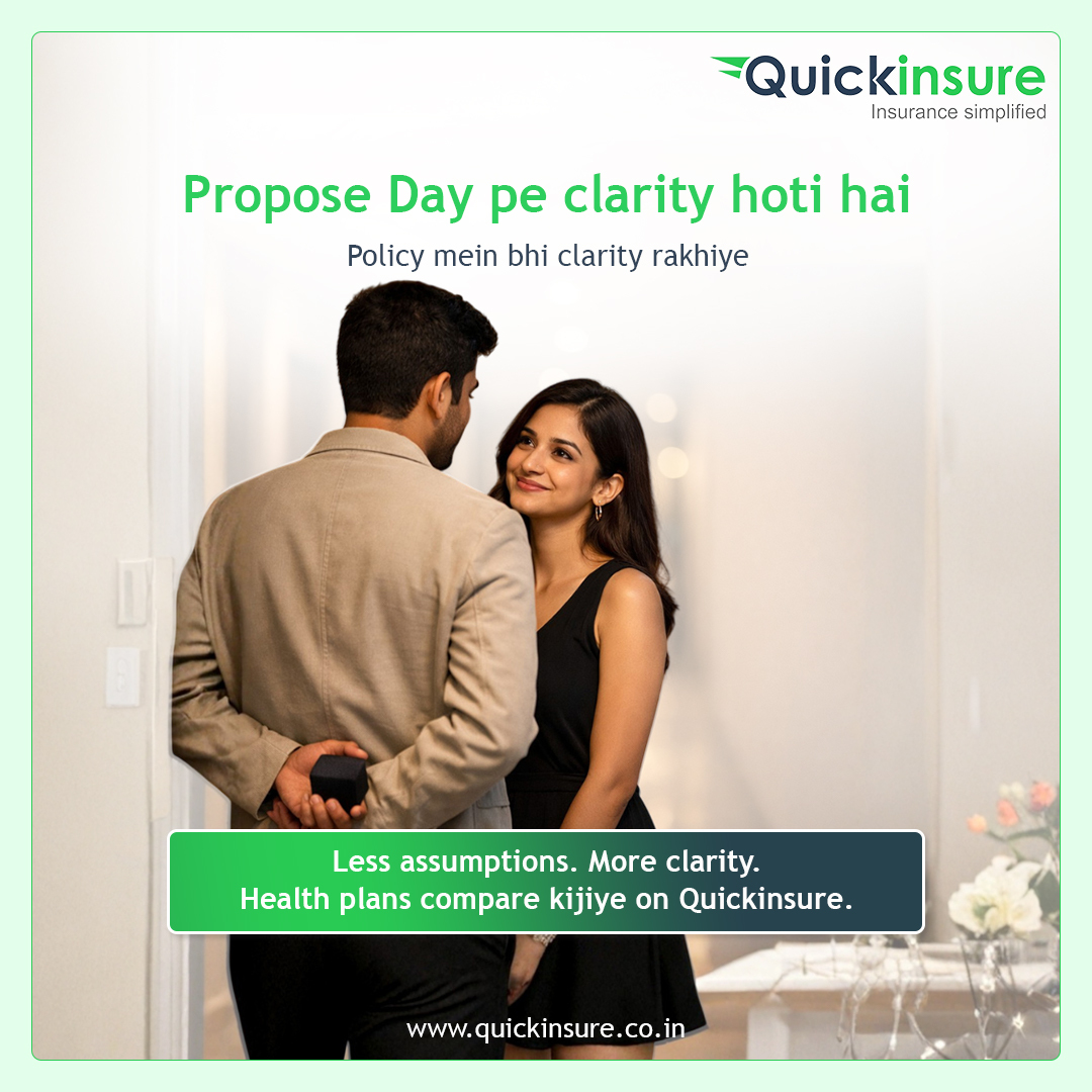 quickinsureInd's tweet image. 𝗣𝗿𝗼𝗽𝗼𝘀𝗲 𝗗𝗮𝘆 pe 𝗰𝗹𝗮𝗿𝗶𝘁𝘆 hoti hai.
𝗜𝗻𝘀𝘂𝗿𝗮𝗻𝗰𝗲 𝗣𝗼𝗹𝗶𝗰𝘆 mein bhi wahi 𝗰𝗹𝗮𝗿𝗶𝘁𝘆 𝘇𝗮𝗿𝗼𝗼𝗿𝗶 hai.

Choose the right #HealthInsurance  with confidence.

𝗖𝗼𝗺𝗽𝗮𝗿𝗲 &amp;amp; buy: zipy.cc/hi

#ProposeDay #Quickinsure