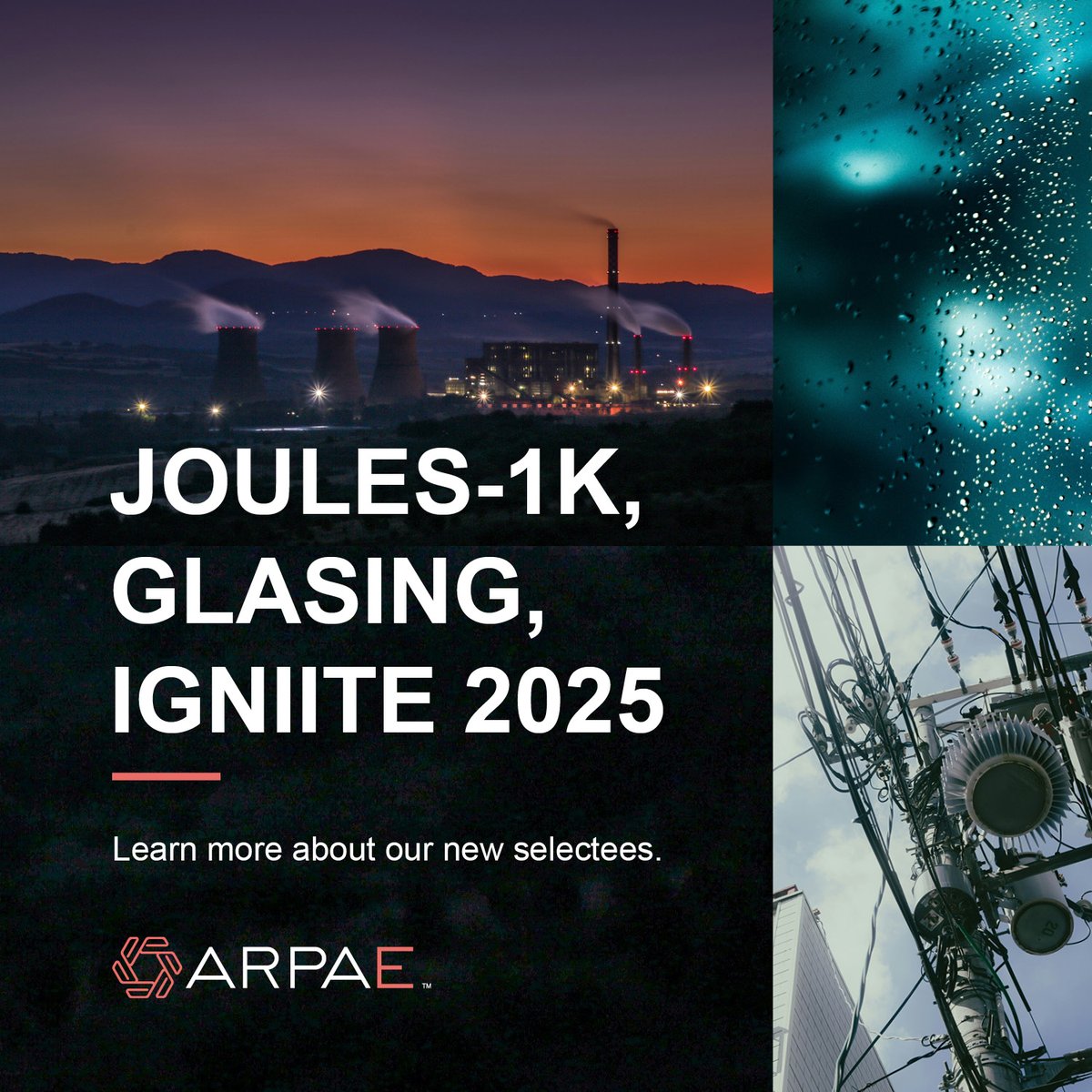ARPAE's tweet photo. Last week, ARPA-E announced $30M in funding for 3 programs that will help Americans save on energy costs, develop energy storage systems &amp; support America’s next generation of energy innovators.

Learn more about #JOULES-1K, #GLASING, &amp; #IGNIITE here: https://t.co/W2NyVNvkoF. https://t.co/fRM7aGZ5Kr