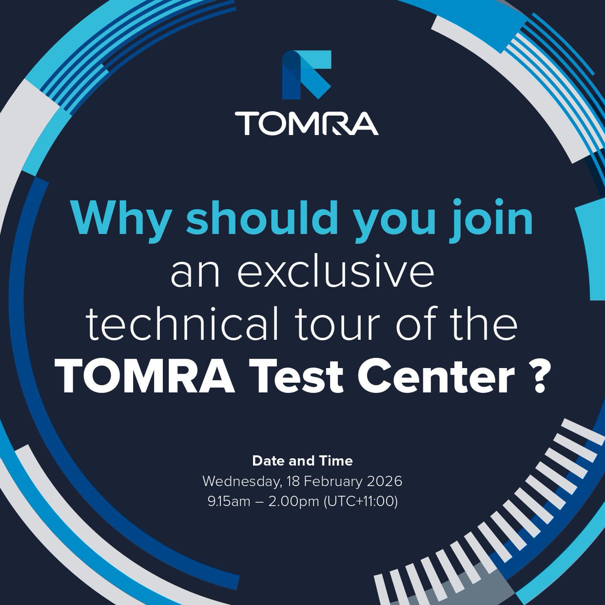 TOMRAMining's tweet image. Step inside the #TOMRAMining Sydney Test Centre on 18 February. Join the AusIMM Sydney Branch and TOMRA team for live #SensorBasedSorting demos, expert insights, and a look at TOMRA’s latest innovations.
Register here: AusIMM.com/conferences-an…