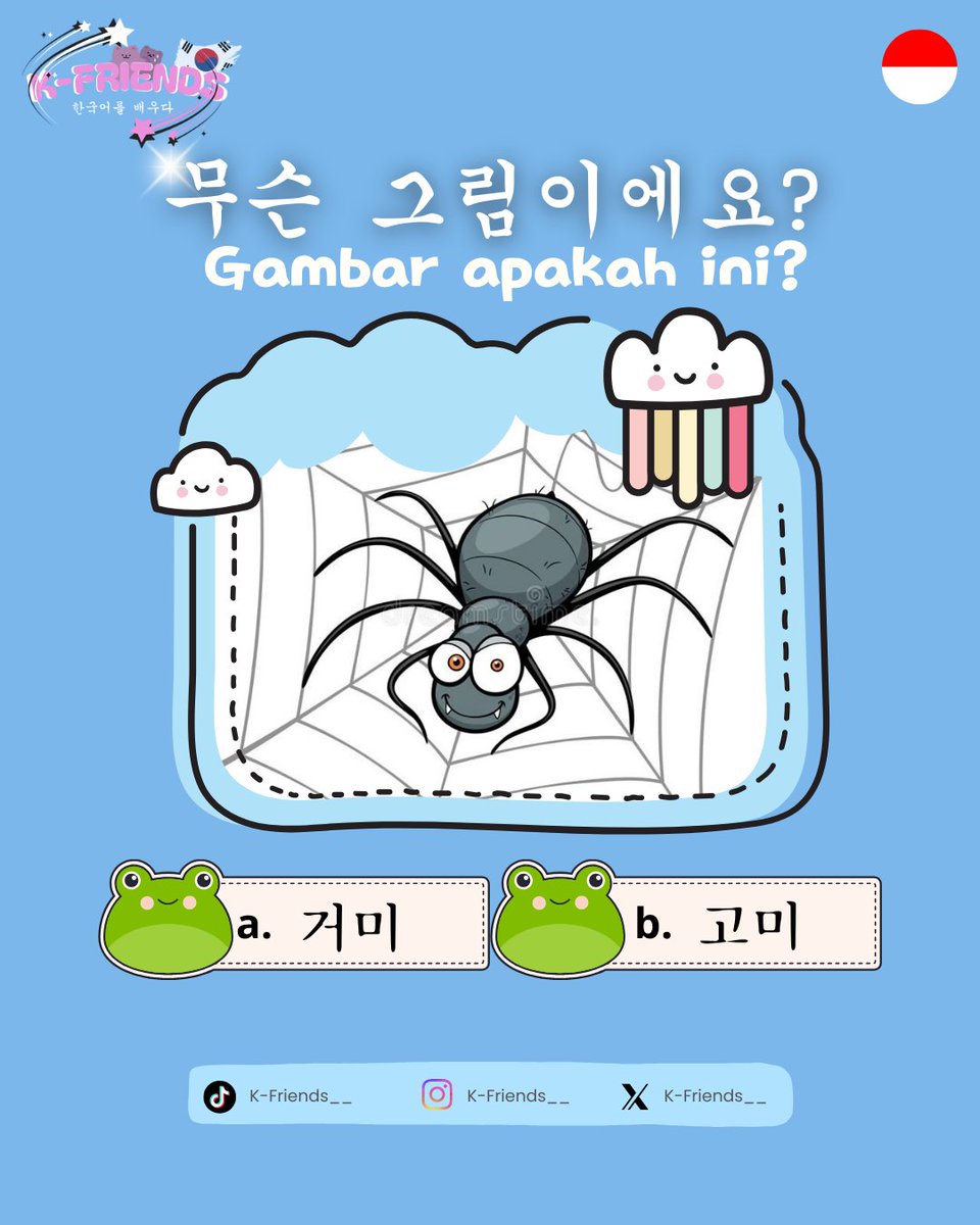 Kfriends___'s tweet photo. Annyeong K-friends 👋🏻
Yuk kali ini coba jawab quiz sekalian latih kosa kata bakormu 😎 
Yang jawabannya bener semua, Minfriends doain dapet Sehun 🤭
📌 Follow &amp; join us 
Instagram : K-friends__
TikTok : K-friends__
Twitter : K-friends__
#KfriendsCommunity
#KosakataKorea
#Quiz https://t.co/ZhVNzNUQeY