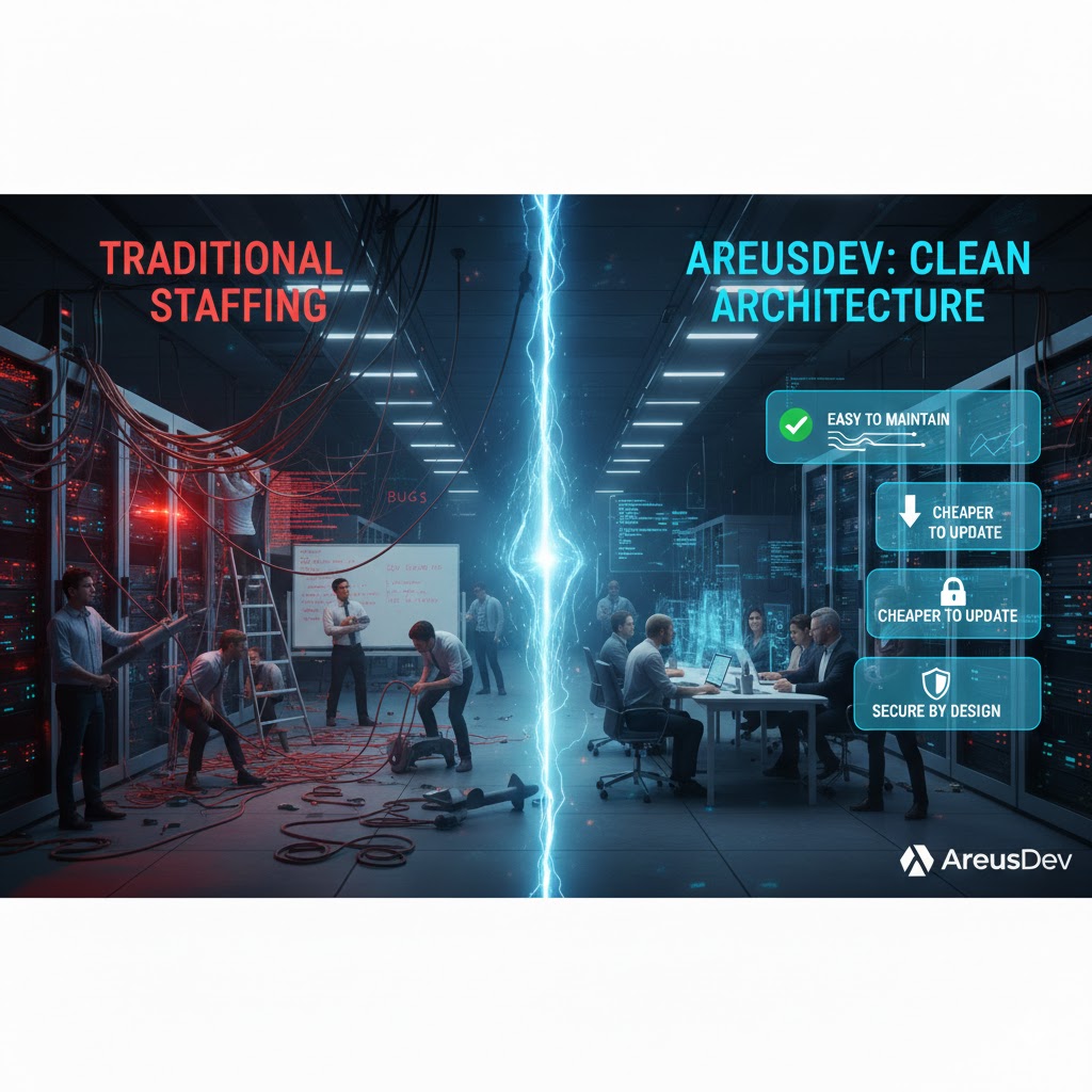 areus_dev's tweet photo. We don't just "staff up" for projects. Our team is composed of senior-level developers who live for clean architecture. The results? Software that is easy to maintain, cheaper to update, and secure by design. https://t.co/9Z2QDdwG5O