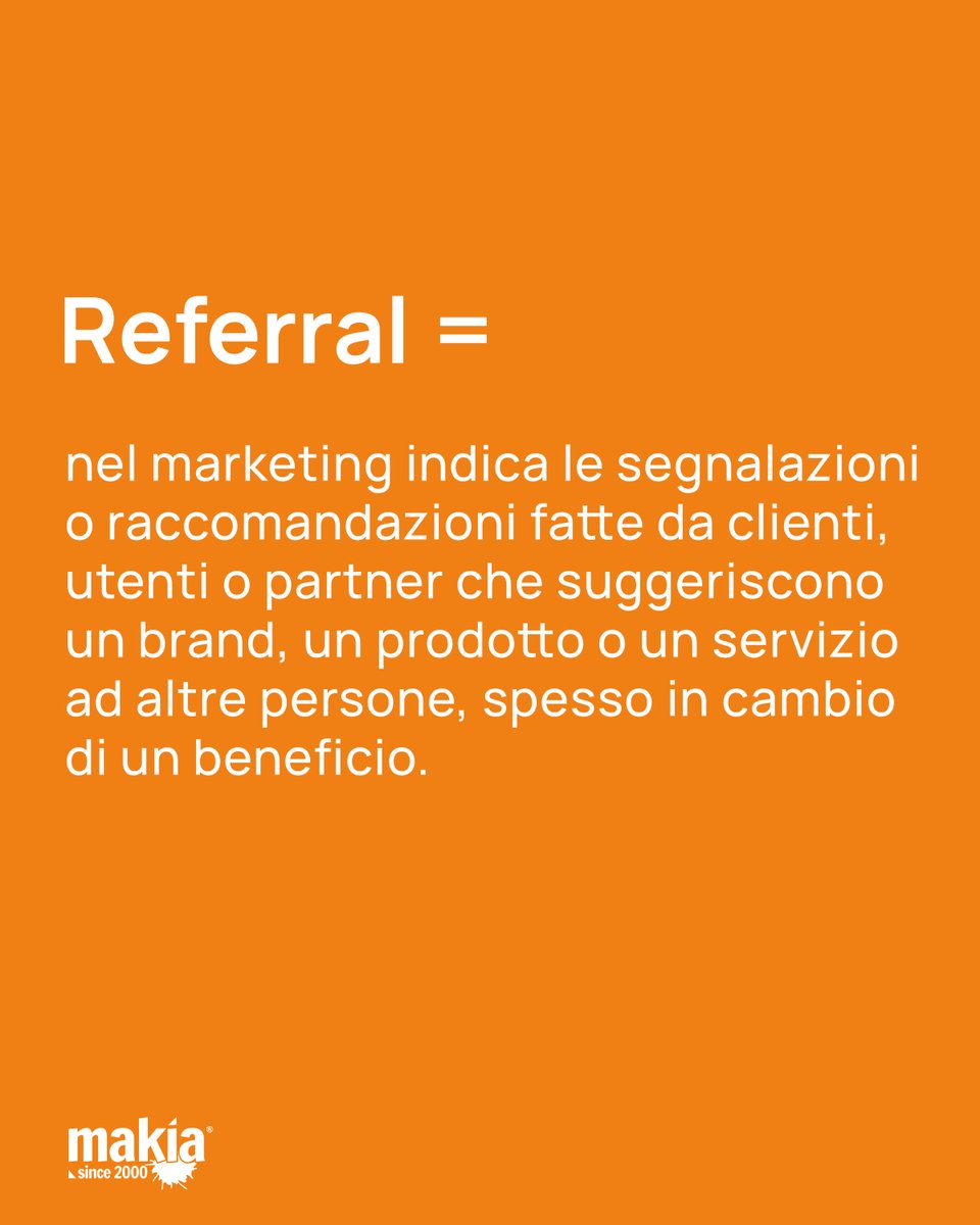 makiaIT's tweet photo. Come funziona il referral marketing?👀

Un’azienda incentiva i propri clienti a parlare del brand all’interno della loro rete (amici, colleghi...), premiandoli quando la segnalazione genera un’azione: iscrizione, lead o acquisto.

Ti è mai capitato di consigliare un brand? https://t.co/52n64LsWip