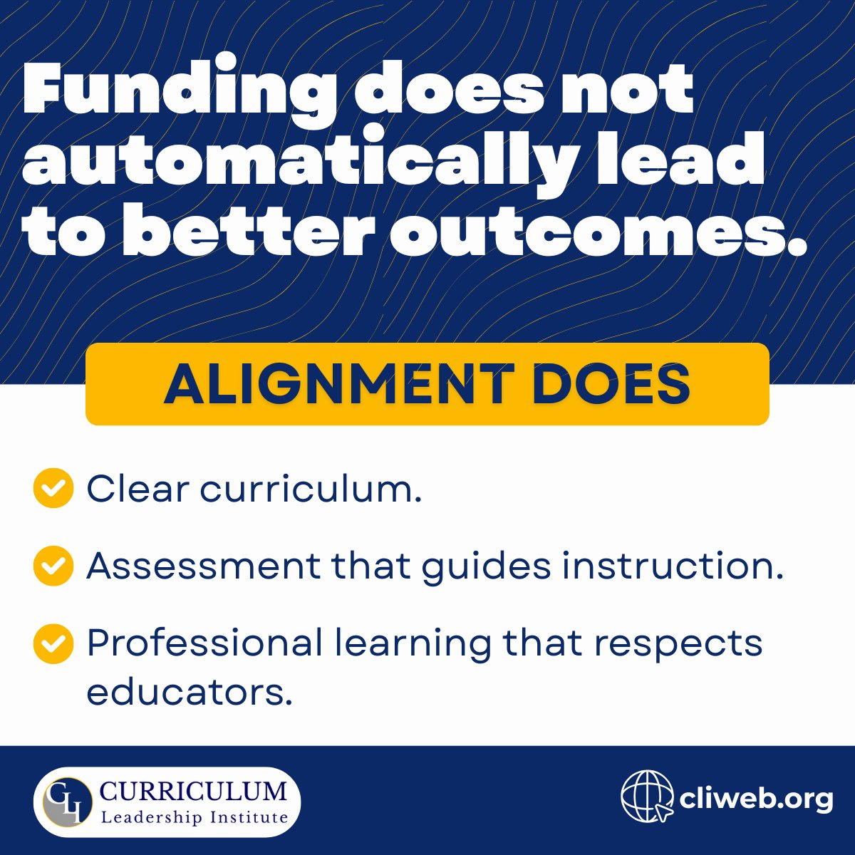 Funding does not automatically lead to better outcomes. Alignment does. This has been the heart of CLI’s work with districts for more than three decades. cliweb.org/serviceoptions