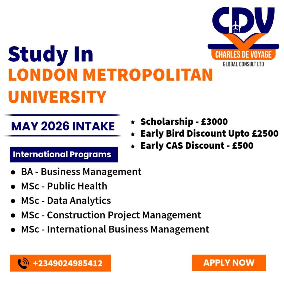 Charlesdevoyage's tweet photo. London Metropolitan University is literally giving you reasons to apply now.

🎓 £3,000 Scholarship
⚡ Early Bird Discount – up to £2,500
📄 Early CAS Discount – £500

That’s up to £6,000 in bonuses, not promises, real reductions.

📩 Apply now — before these bonuses close. https://t.co/WB2qIJd1Wg
