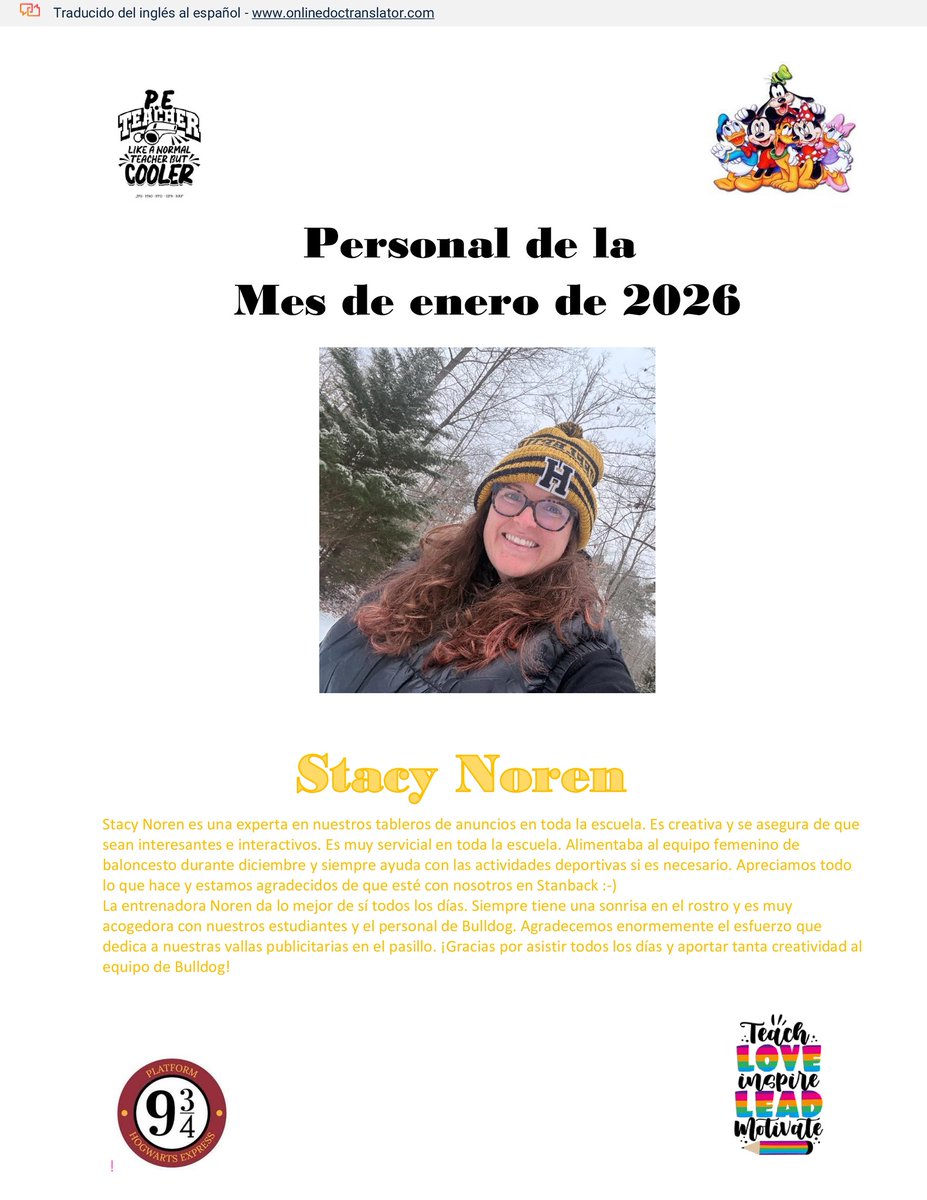 msvonb13's tweet photo. Our awesome Staff of the Month for January 2026, Mrs. Stacy Noren 😊

Nuestra increíble empleada del mes de enero de 2026, la Sra. Stacy Noren 😊
@PECoachStacy @ALSBulldogs https://t.co/1Vst1bLRCb