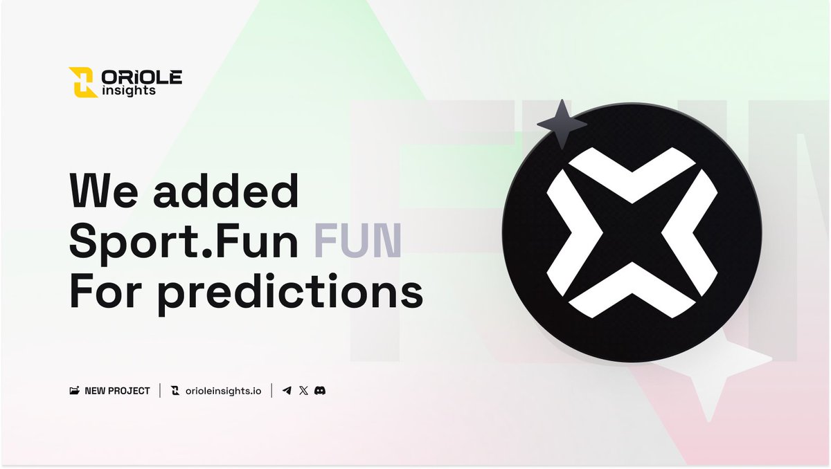 OrioleInsights's tweet image. 🟡 @sportfun $FUN has been listed on @OrioleInsights for price movement predictions!

📜 About #SportFun
Sportfun is a sports platform combining predictions, fantasy gaming, trading, and social features. Built to unite long-term player prediction with fantasy gaming,