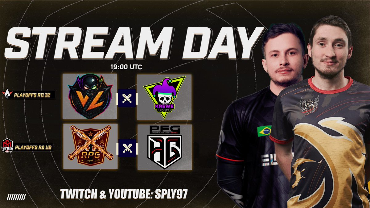 🔴 VIERNES

🥳 Vaya guerras que tenemos para hoy, entre ellas un duelo entre campeones mundiales

🏆 MMC Ro32 - ShiftersCup R2 UB

⚔️ Vortex Lunatic 🆚 Krewe Esports
⚔️ Repotted Gaming 🆚 PFG x HTM

💪 os espero esta tarde!

20:00 🇪🇸 13:00 🇲🇽 16:00 🇦🇷 
Twitch &amp; Youtube: Sply97