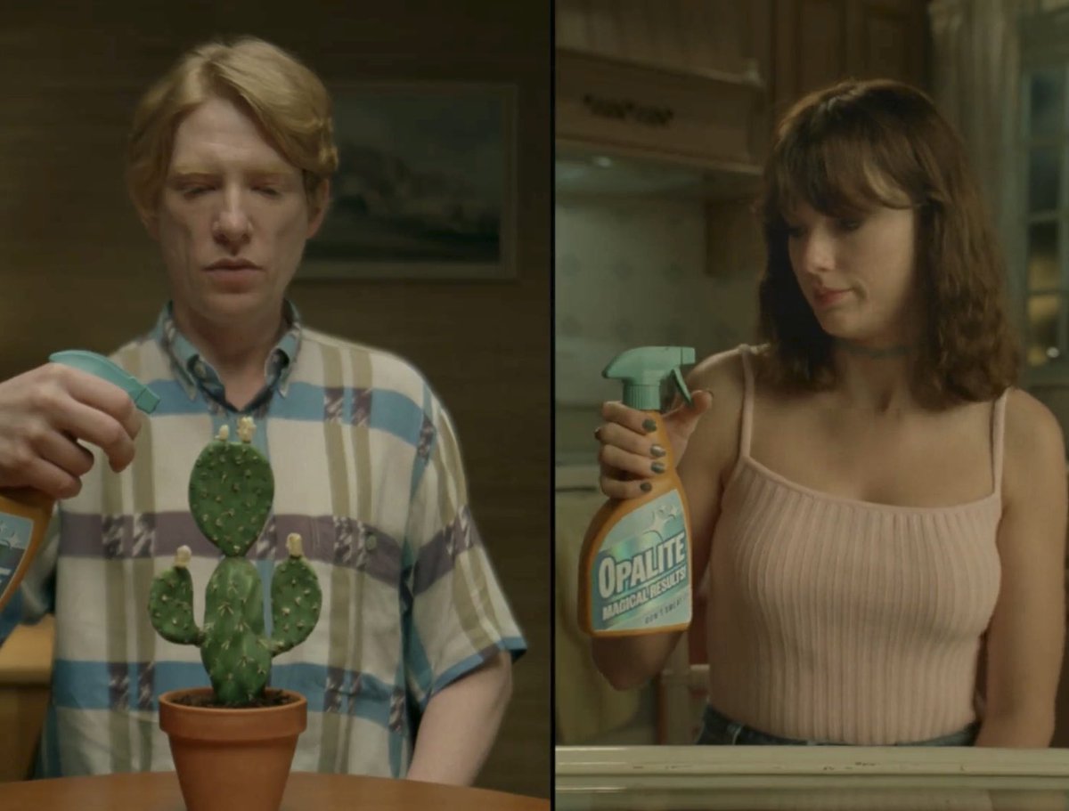 o spray de opalite era vendido pra resolver o problema e enquanto o rapaz espirrou no cacto a taylor espirrou nela mesma, provavelmente pq ela viveu no relacionamento achando que ela era o problema 😭