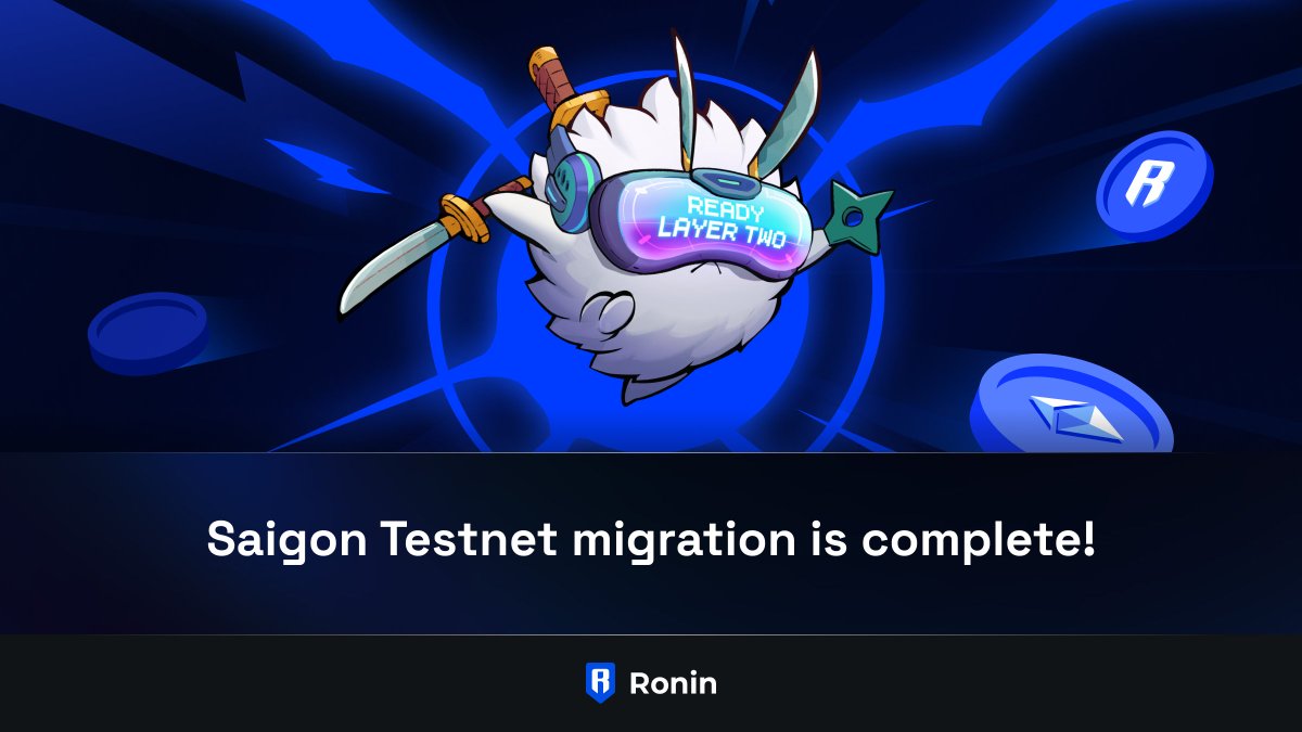 Ronin_Network's tweet image. The Saigon Testnet migration is complete!

Ronin’s Homecoming is almost here ⚔

Today, the Saigon Testnet completed its migration to Optimism. 

If everything goes according to plan, mainnet will follow suit in the coming months.

Thank you to our allies at @Optimism and…
