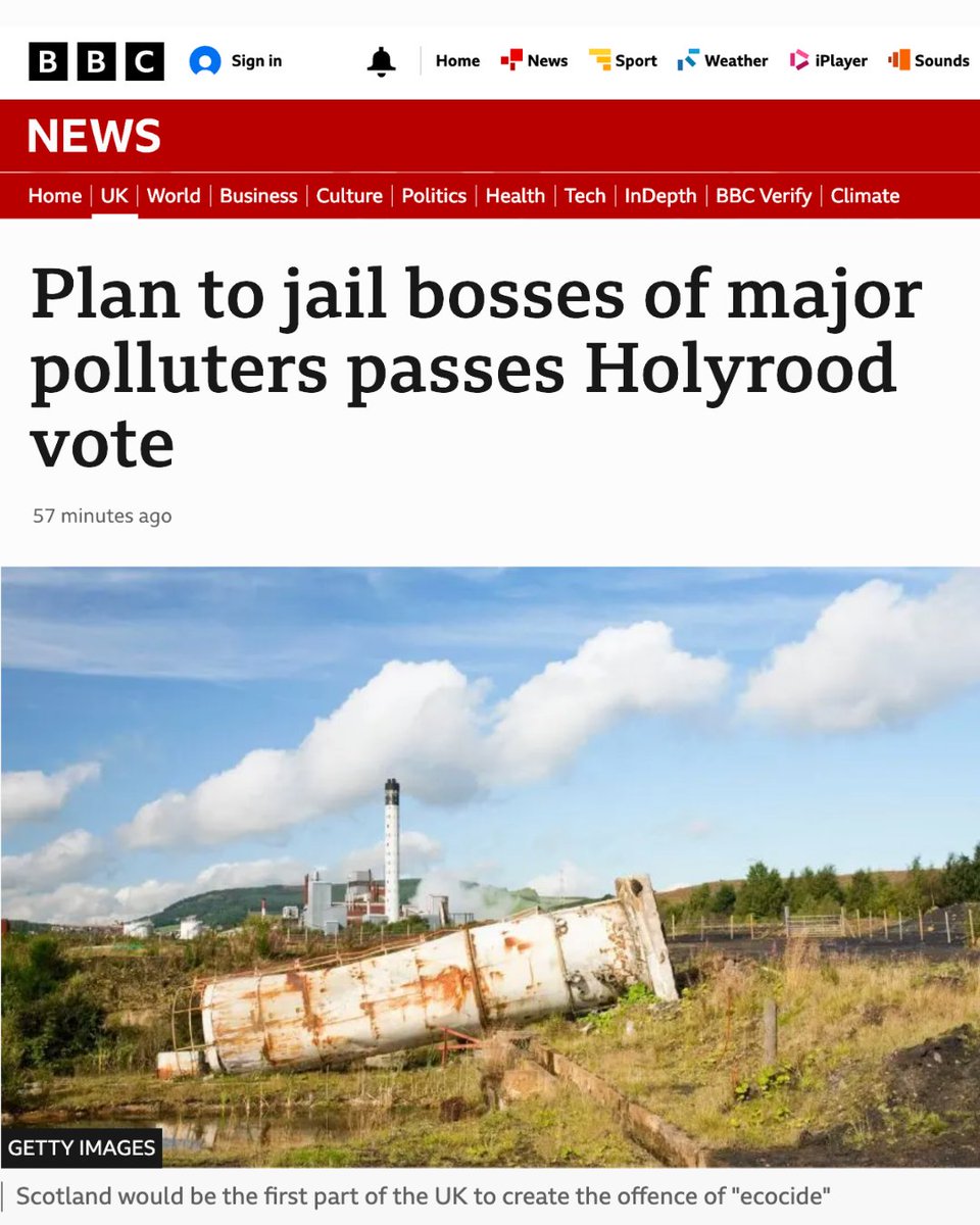 "The bill would make Scotland the first part of the UK to create the offence of #ecocide"

<a href="/BBCNews/">BBC News (UK)</a> reports on the progress of @monicalennon7’s proposed #ecocidelaw in the Scottish parliament yesterday.

Story: bbc.co.uk/news/articles/…

#StopEcocide