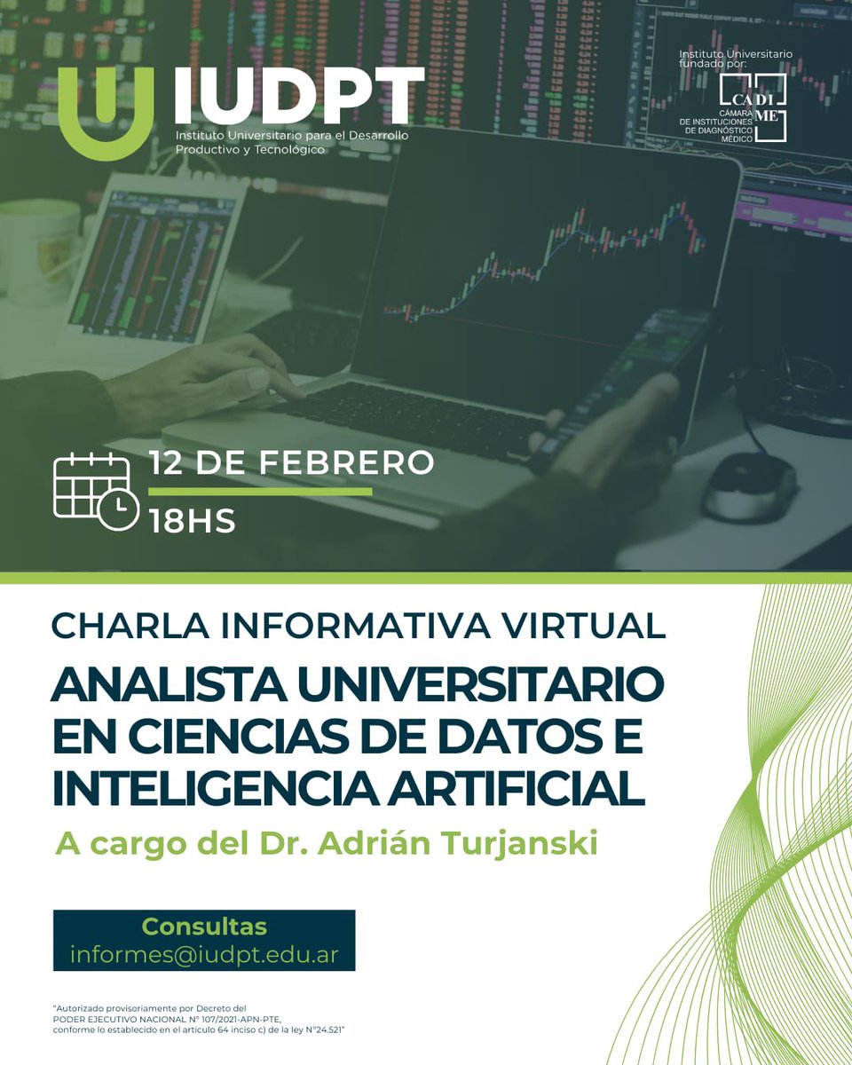🤖 La inteligencia artificial no viene a reemplazarte… viene a necesitarte.
Las organizaciones ya toman decisiones con datos.
¿vas a mirar el cambio o vas a liderarlo?

Charla virtual.

📅 12/2 - 18 hs
💻 Online
Mail: informes@iudpt.edu.ar
forms.gle/XqWDyhmBc1LFxB…