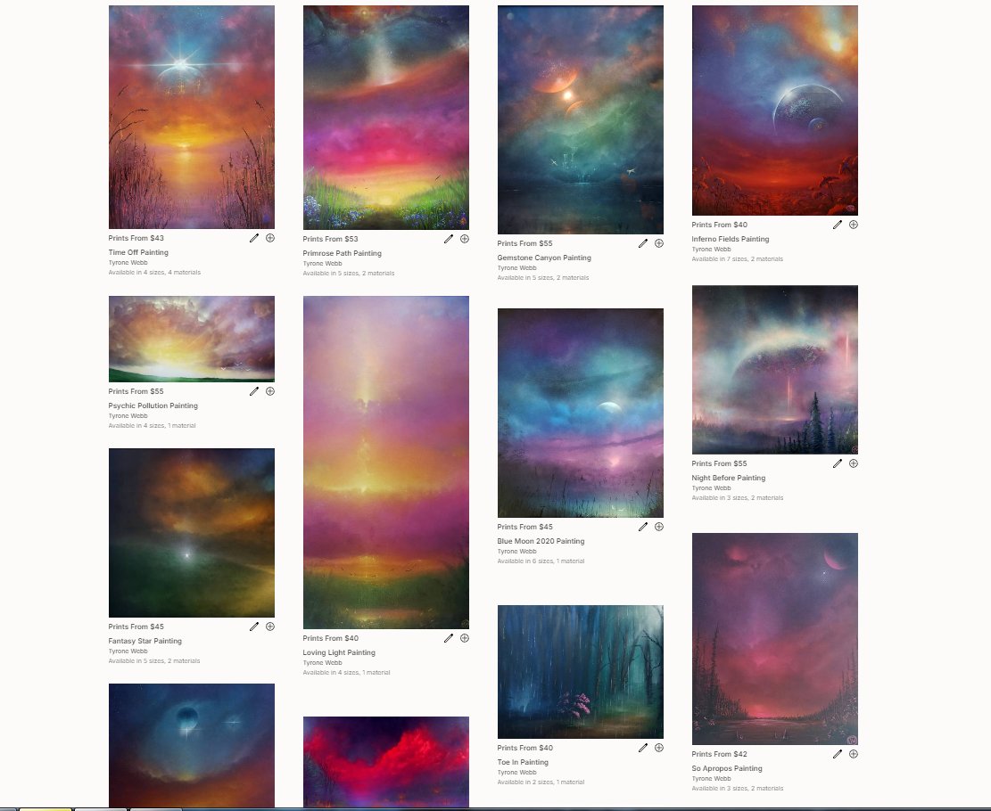 As requested! 
60+ of my paintings are available as reproductions on
<a href="/SaatchiArt/">Saatchi Art</a> 
Multiple sizes (some original size at 1/10th the cost)
Multiple materials
Thank you for sharing and following along.
#finespraypaintart