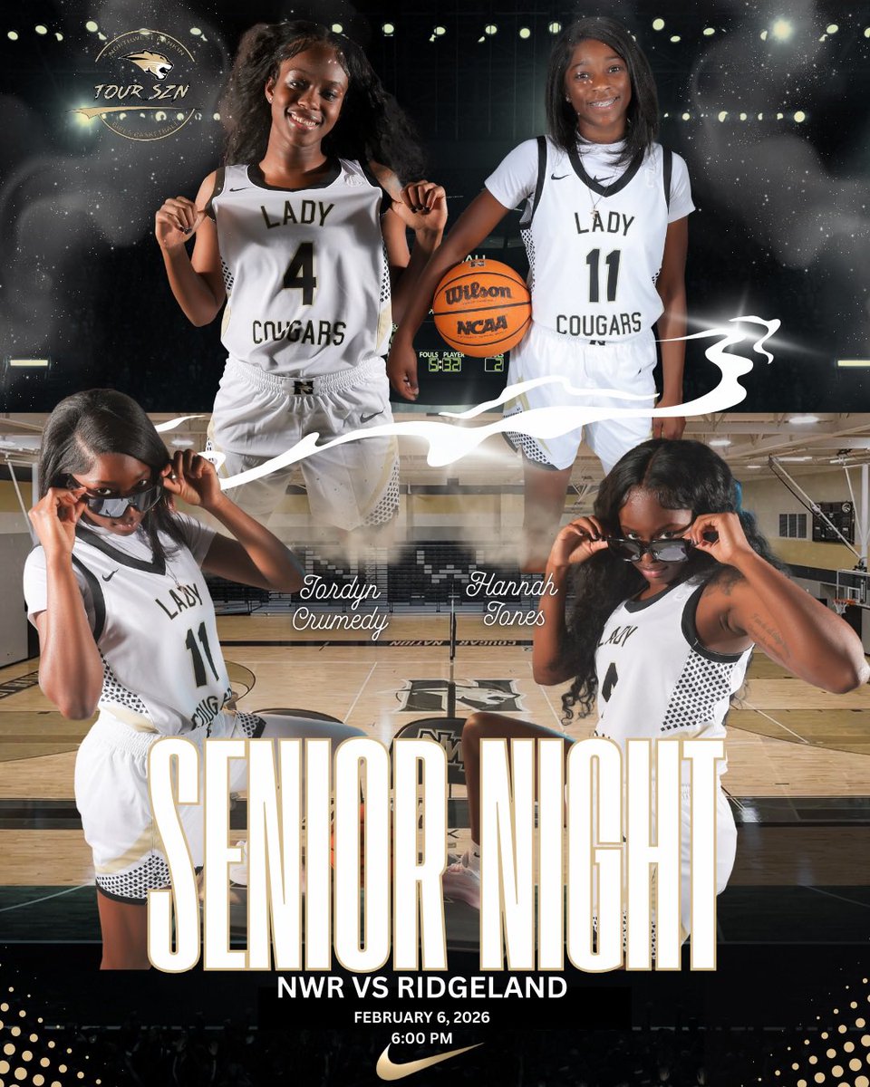 NWRGBB's tweet photo. Tonight is Senior Night in the Cougars’ Den! Come out and celebrate these student athletes in their last regular season home game. The theme for tonight is Sunday Best! Get spiffy and show up at 6:00 pm for the girls game. Senior night presentation will be immediately afterwards. https://t.co/lyNNvdBis8