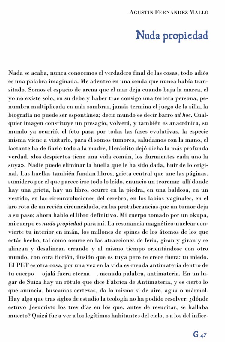 FdezMallo's tweet photo. La revista de literatura, arte y pensamiento, Gesto, me invitó a publicar en sus páginas. 

A finales del pasado año escribí este poema en prosa, Nuda Propiedad. 

Les agradezco mucho la oportunidad. 

Para leer la revista completa:
https://t.co/gaNV1zJcV3 https://t.co/NTDtknqKQv