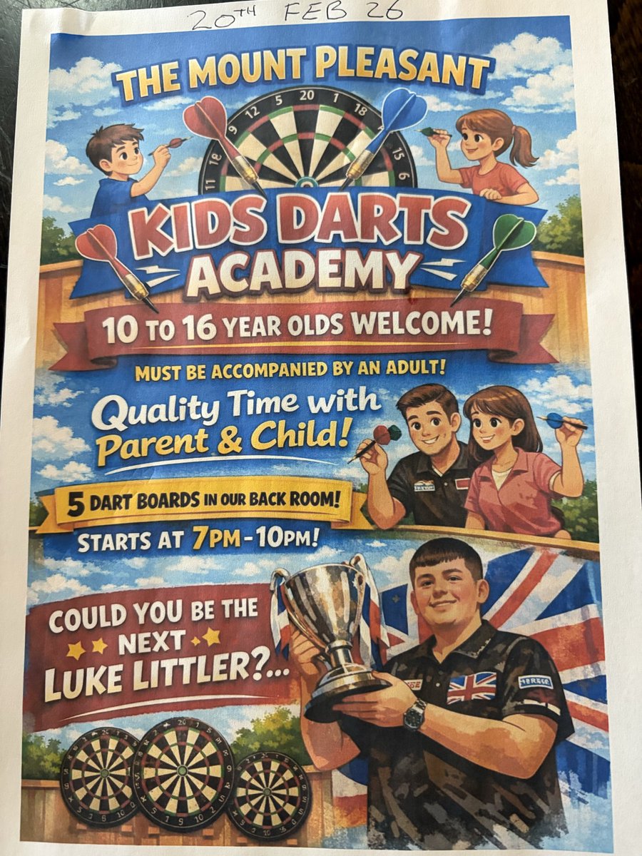 MattBunn78's tweet photo. @SummerhillSch could you mention this to all budding darts players please. Will be a great evening. https://t.co/Z0KZfDG4No