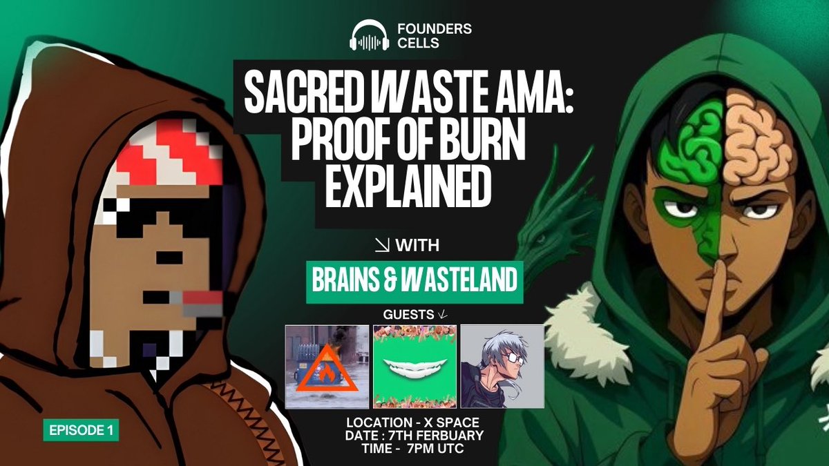 When the market slows down, narratives fade and wallets fill up with unused assets.

Join me with the founder of <a href="/Sacred_Waste/">sacred waste</a> in person of <a href="/0xwasteland/">wasteland</a> as we unpack Proof-of-Burn, the logic behind turning dead tokens, NFTs into participation, and what the coming Great Burn